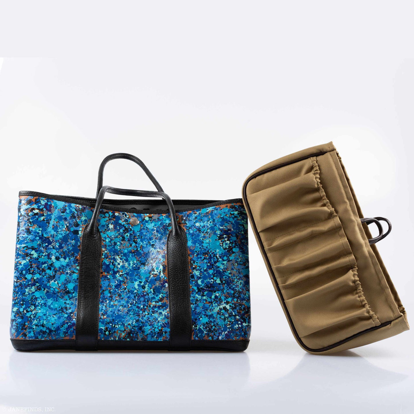 Hermès Garden Party PM Black Buffalo Leather Trim "Caribbean Fizz" * JaneFinds Custom Shop