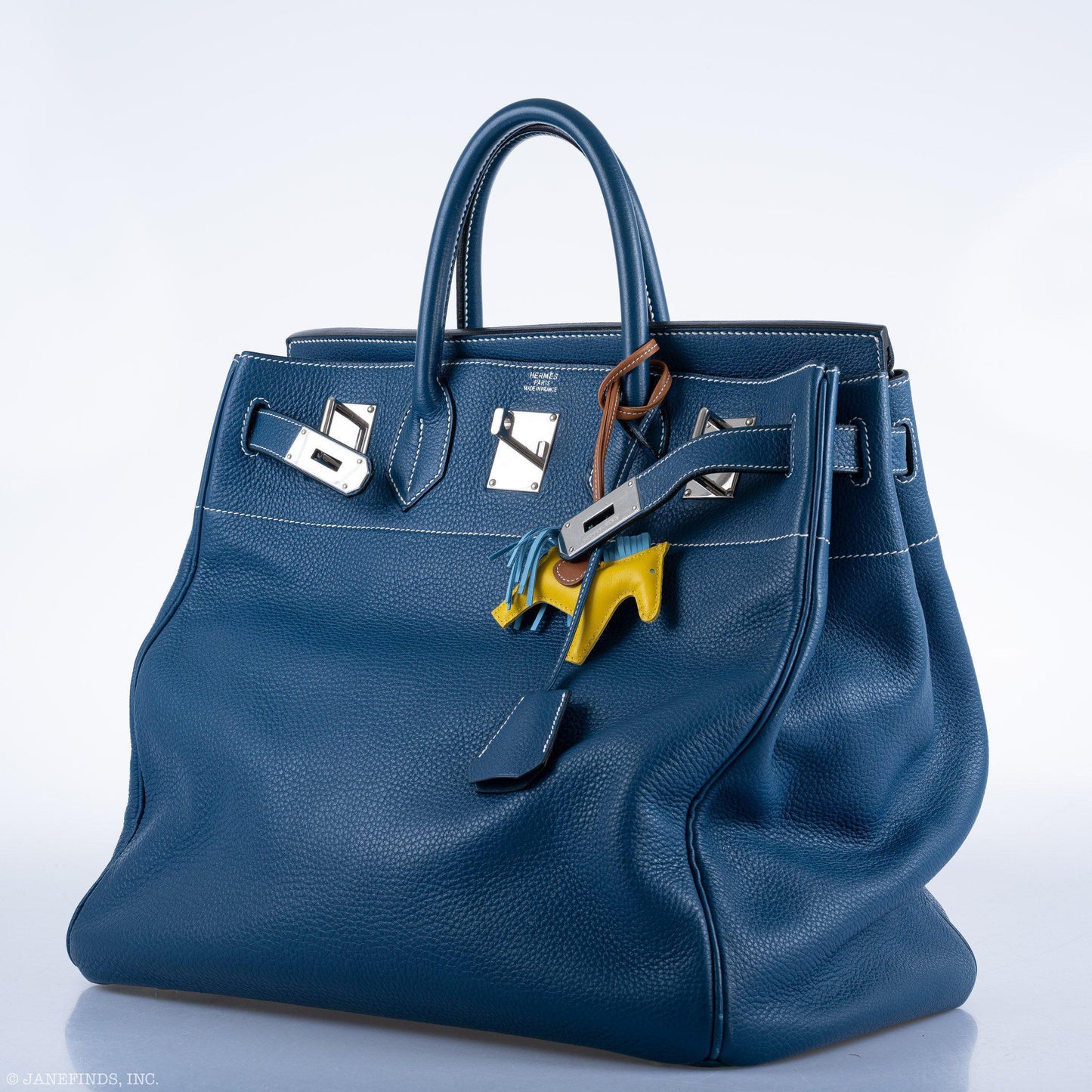 Hermès HAC Birkin 40 Bleu Thalassa Togo Palladium Hardware
