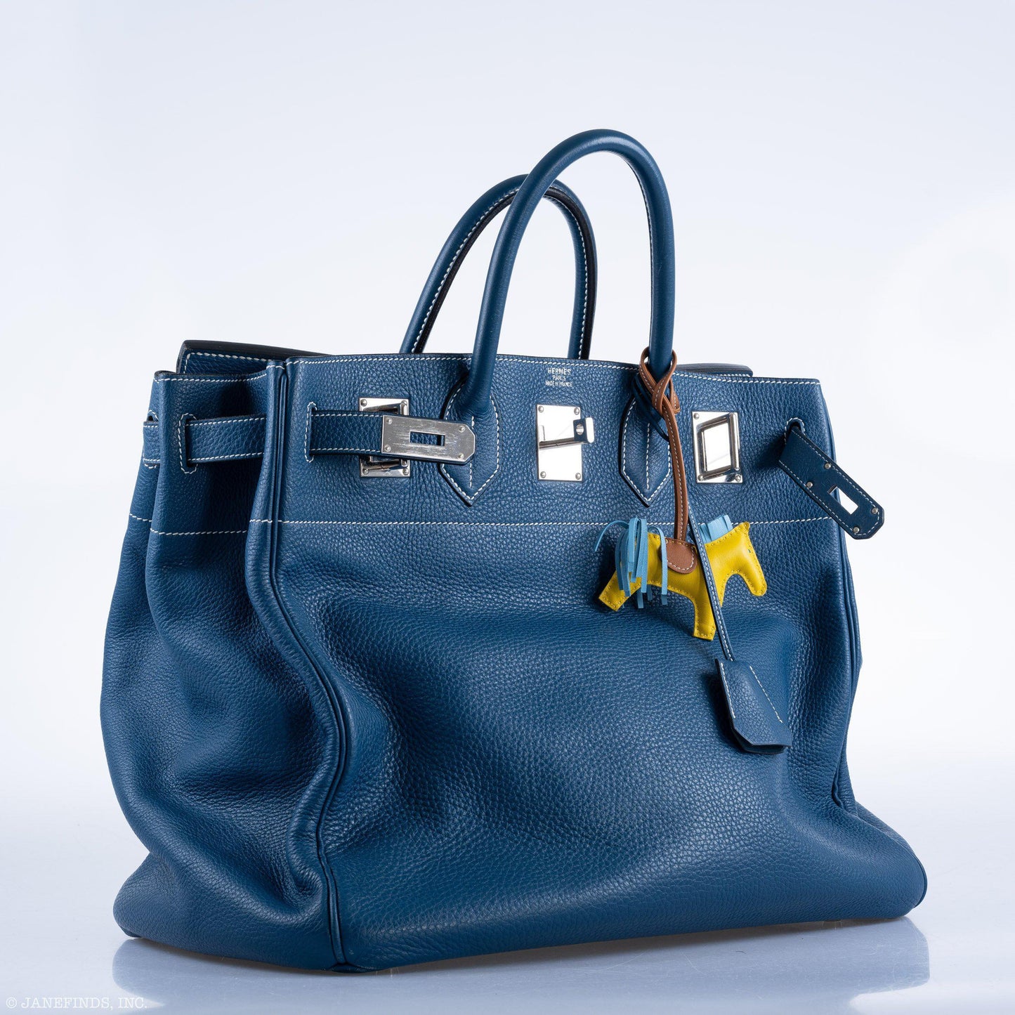 Hermès HAC Birkin 40 Bleu Thalassa Togo Palladium Hardware