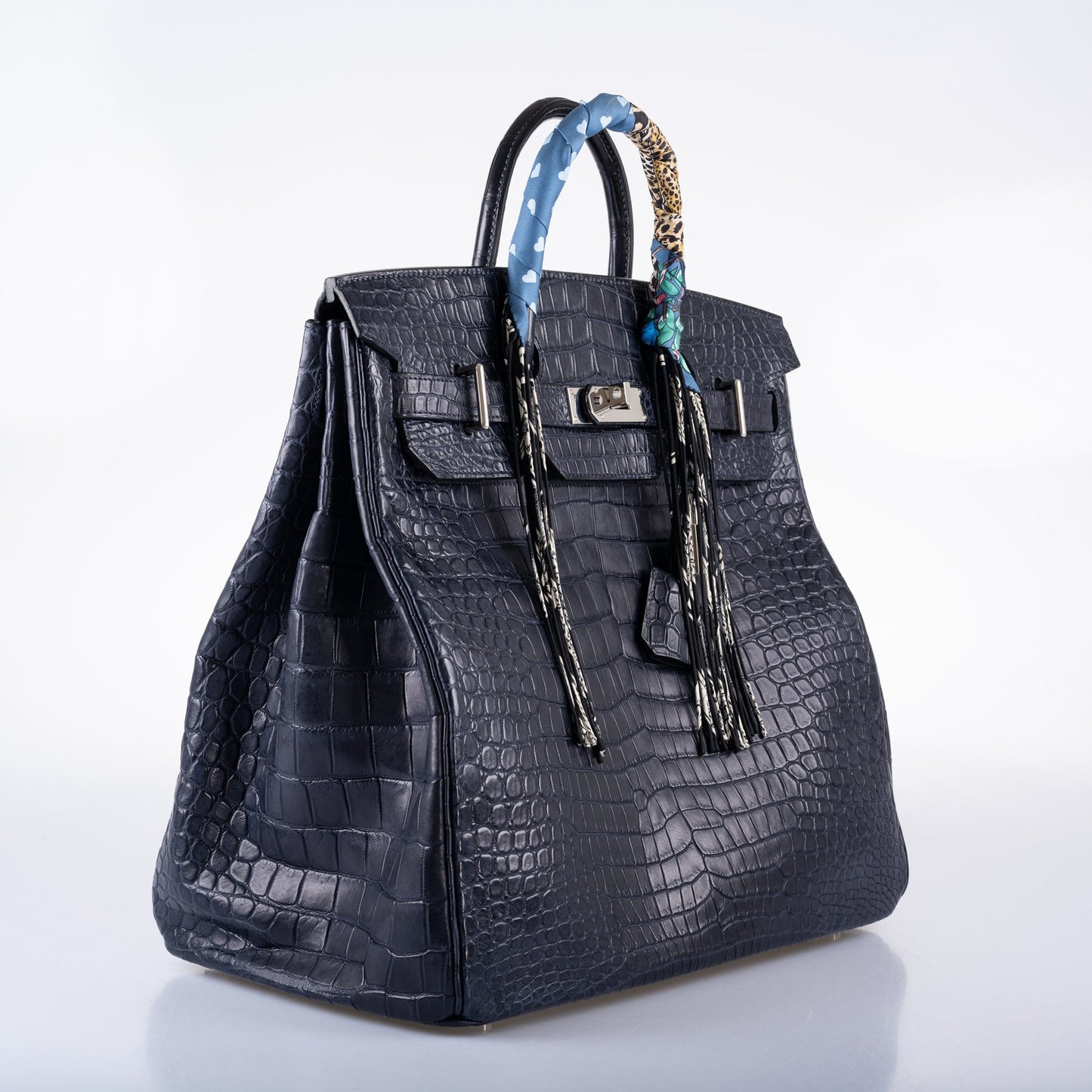 Hermès HAC Birkin 40 Blue Marine Matte Porosus Crocodile Palladium Hardware - 2018, C