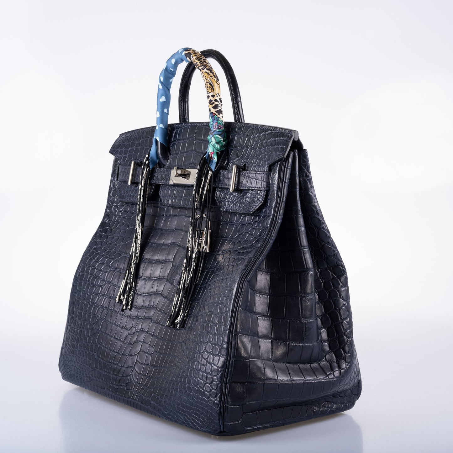 Hermès HAC Birkin 40 Blue Marine Matte Porosus Crocodile Palladium Hardware - 2018, C