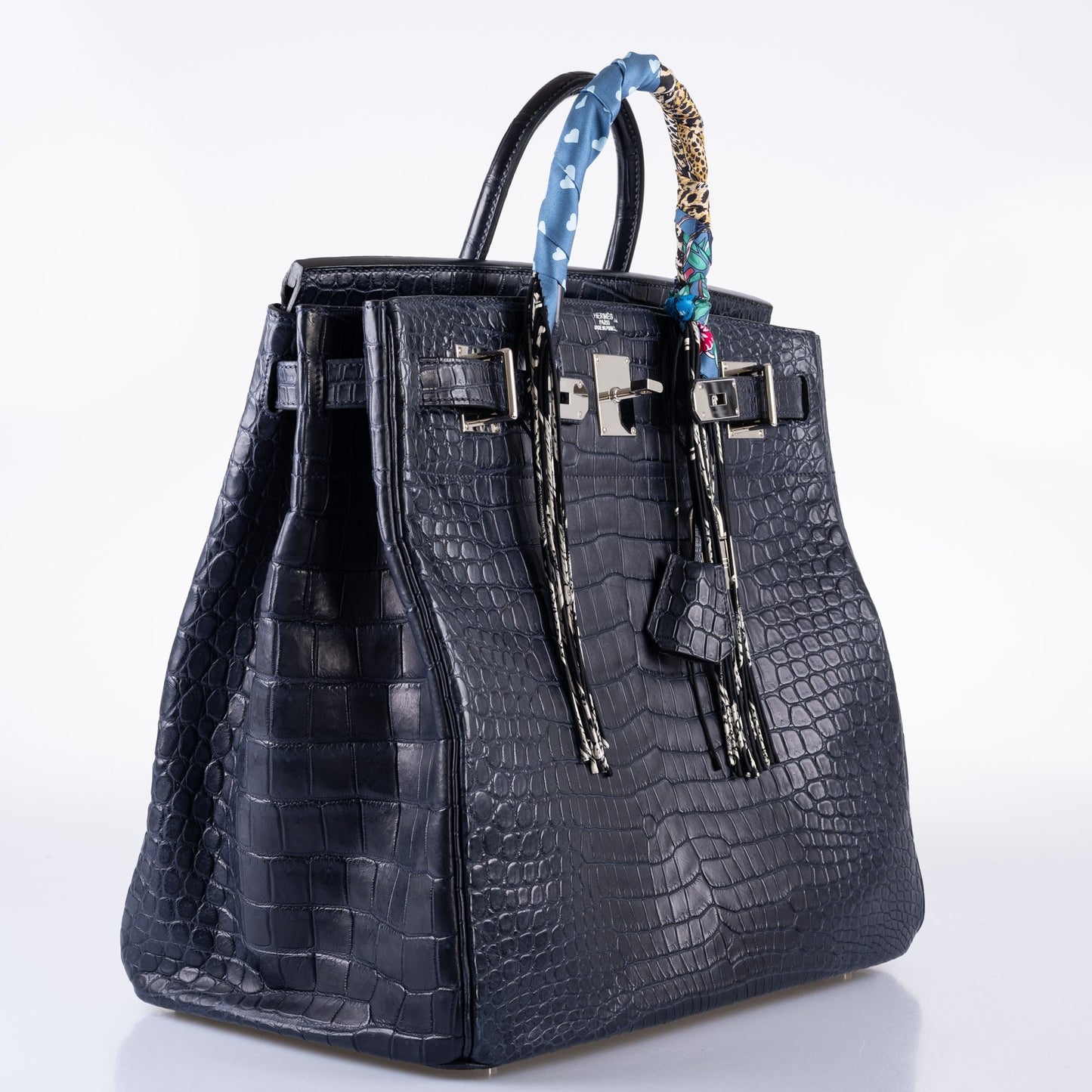 Hermès HAC Birkin 40 Blue Marine Matte Porosus Crocodile Palladium Hardware - 2018, C