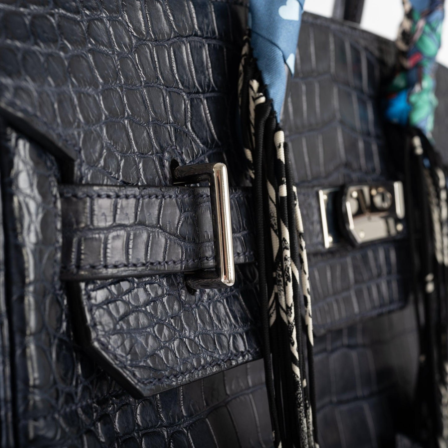 Hermès HAC Birkin 40 Blue Marine Matte Porosus Crocodile Palladium Hardware - 2018, C