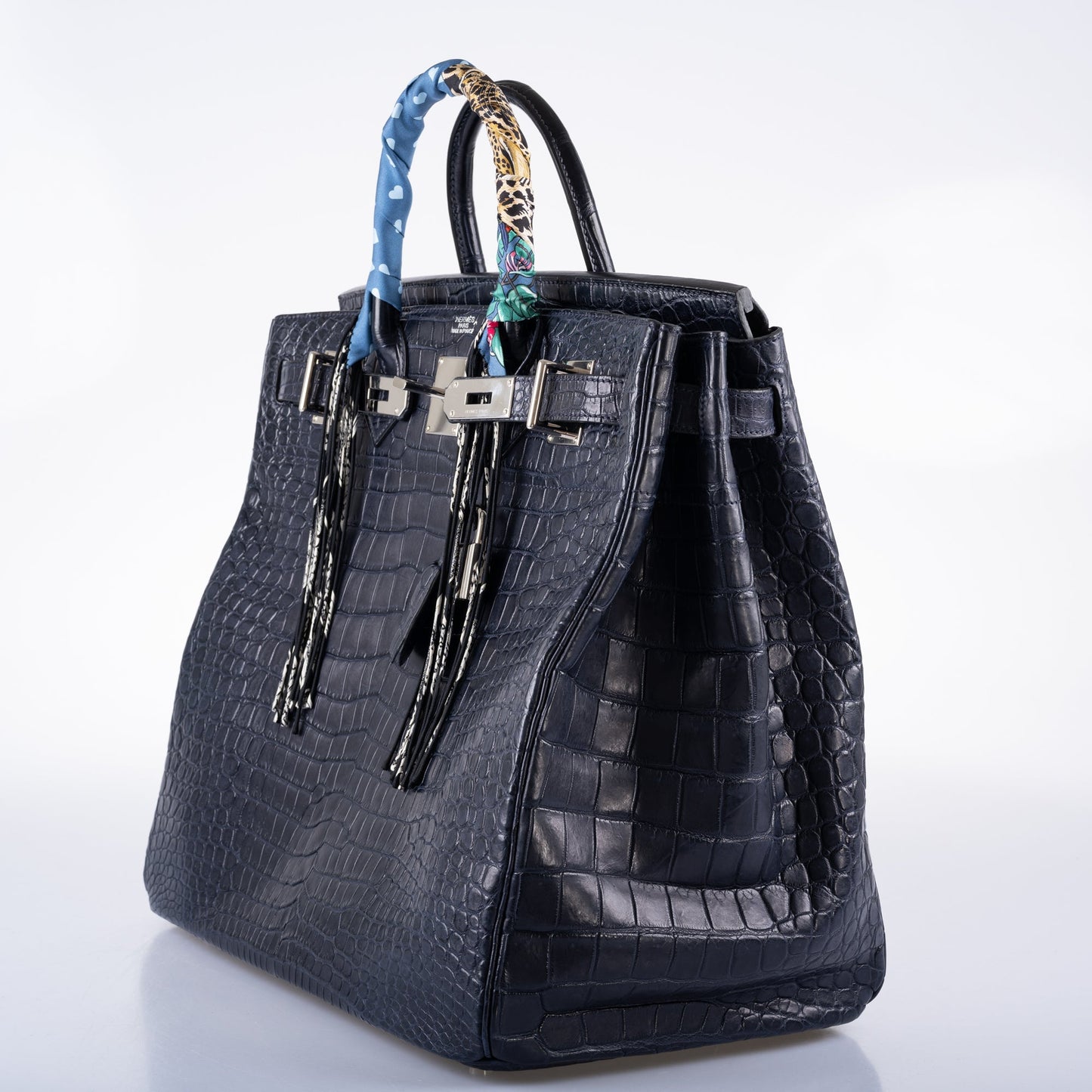 Hermès HAC Birkin 40 Blue Marine Matte Porosus Crocodile Palladium Hardware - 2018, C