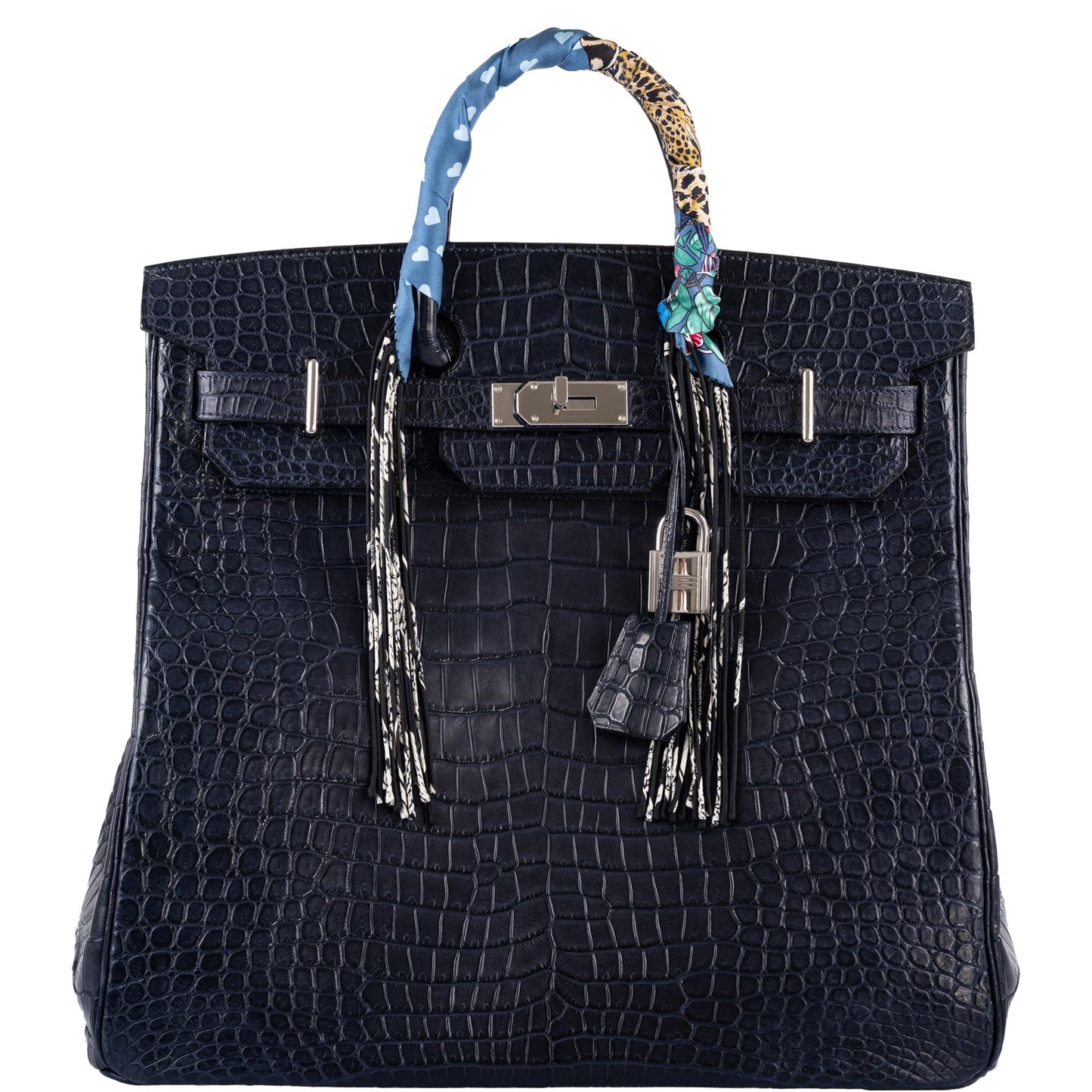 Hermès HAC Birkin 40 Blue Marine Matte Porosus Crocodile Palladium Hardware - 2018, C