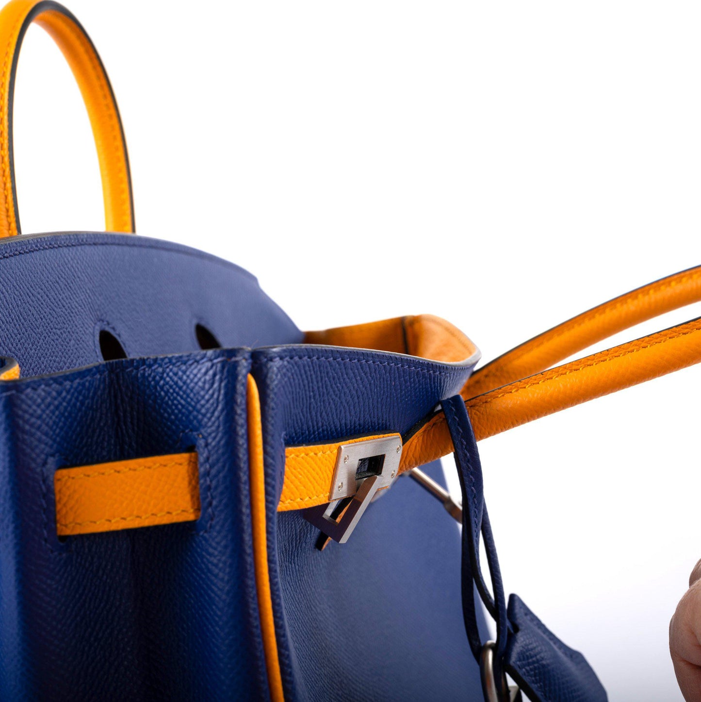 Hermès HSS Birkin 25 Jaune D’Or & Blue Electric Epsom Brushed Palladium Hardware - 2018, C