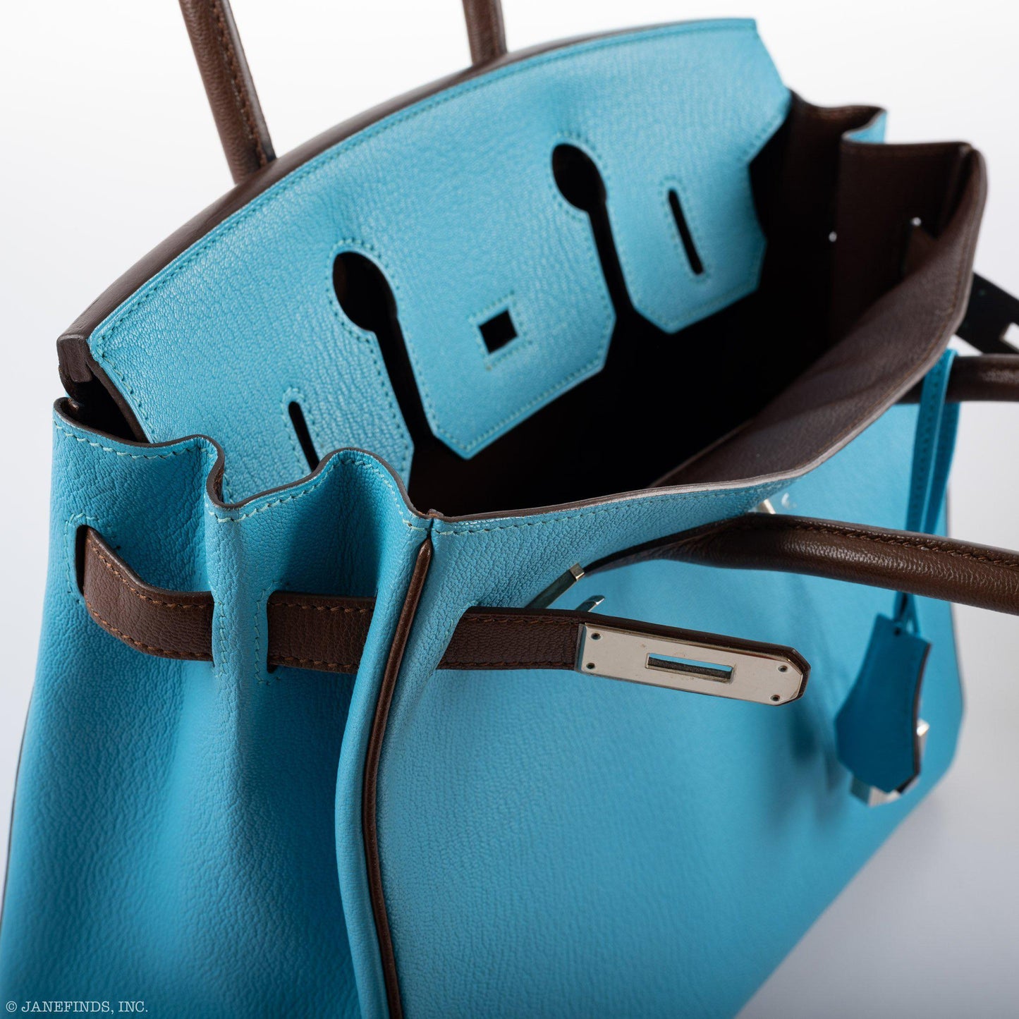 Hermès HSS Birkin 30 Bleu Aztec and Havane Chevre Palladium Hardware