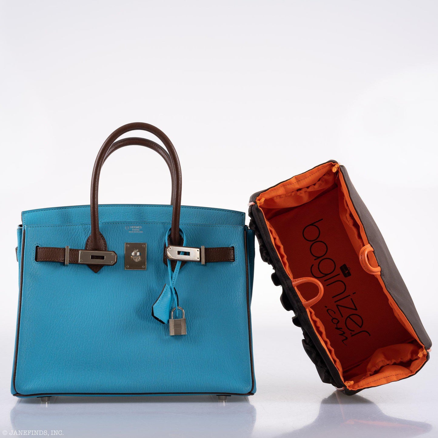 Hermès HSS Birkin 30 Bleu Aztec and Havane Chevre Palladium Hardware
