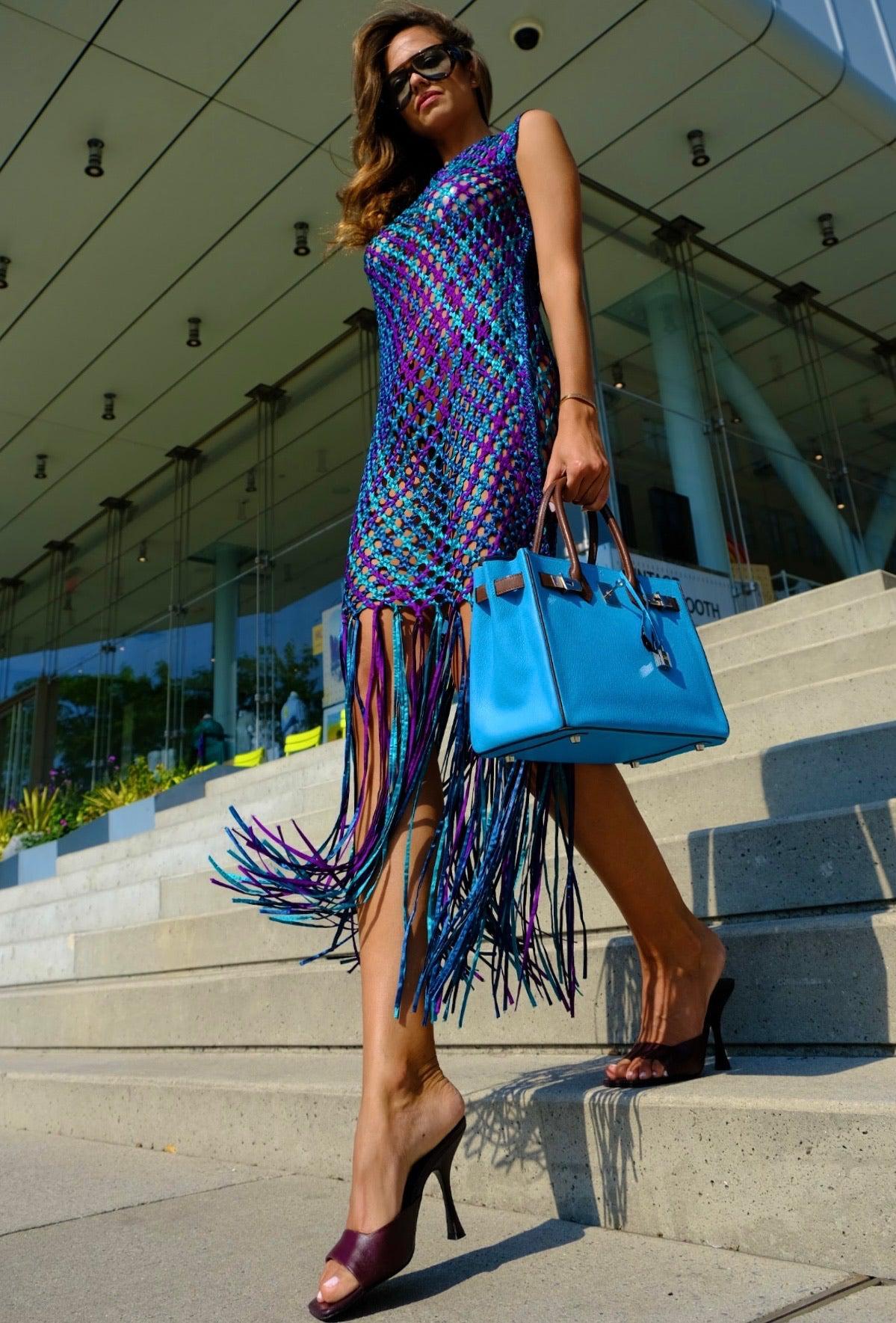 Hermès HSS Birkin 30 Bleu Aztec and Havane Chevre Palladium Hardware