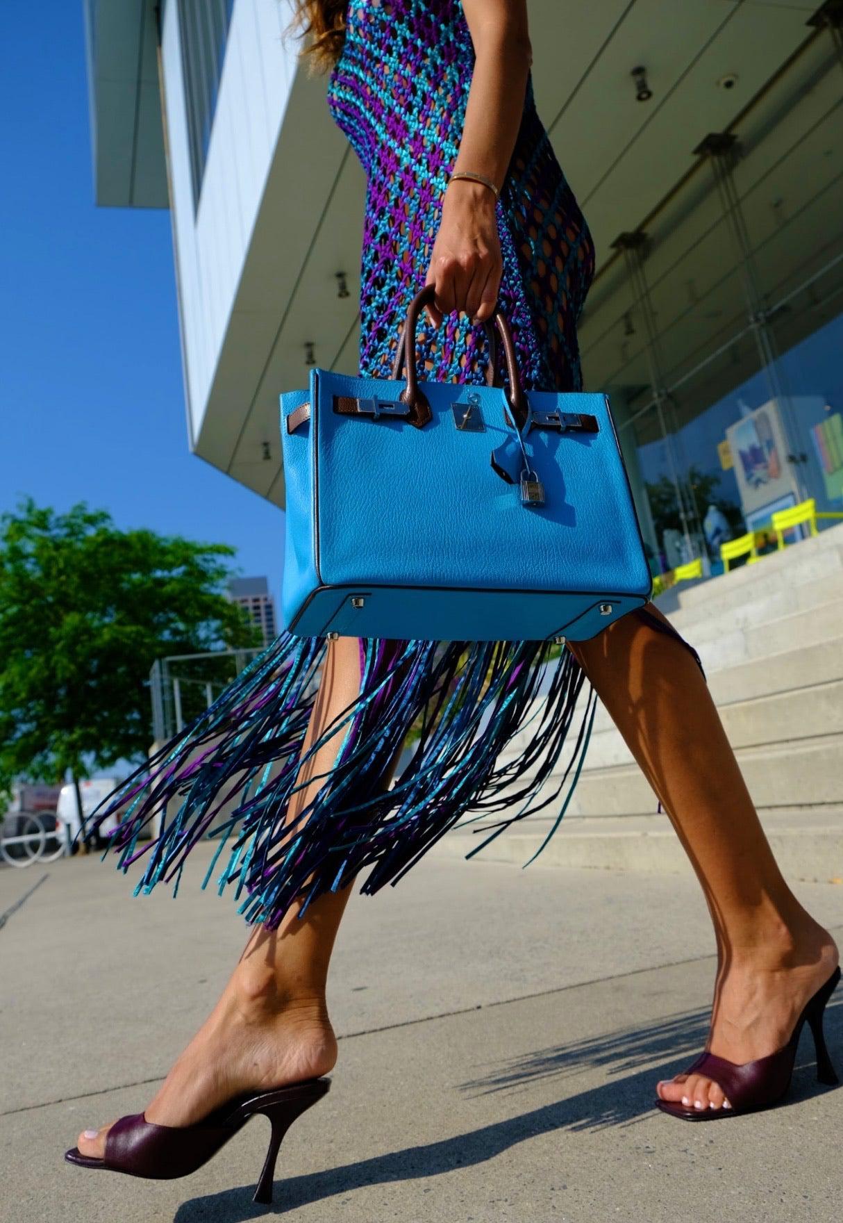 Hermès HSS Birkin 30 Bleu Aztec and Havane Chevre Palladium Hardware