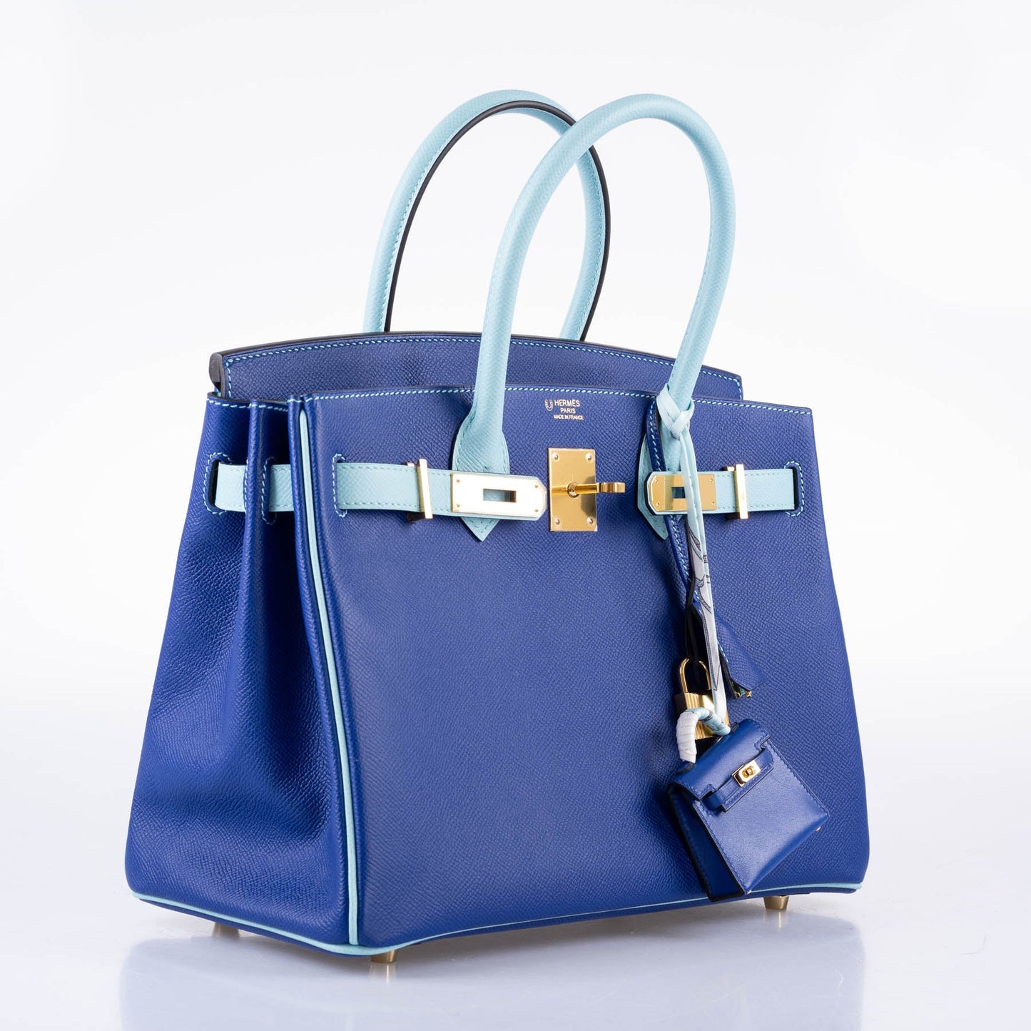 Hermès HSS Birkin 30 Blue Electric & Blue Atoll Epsom with Gold Hardware - 2015, T