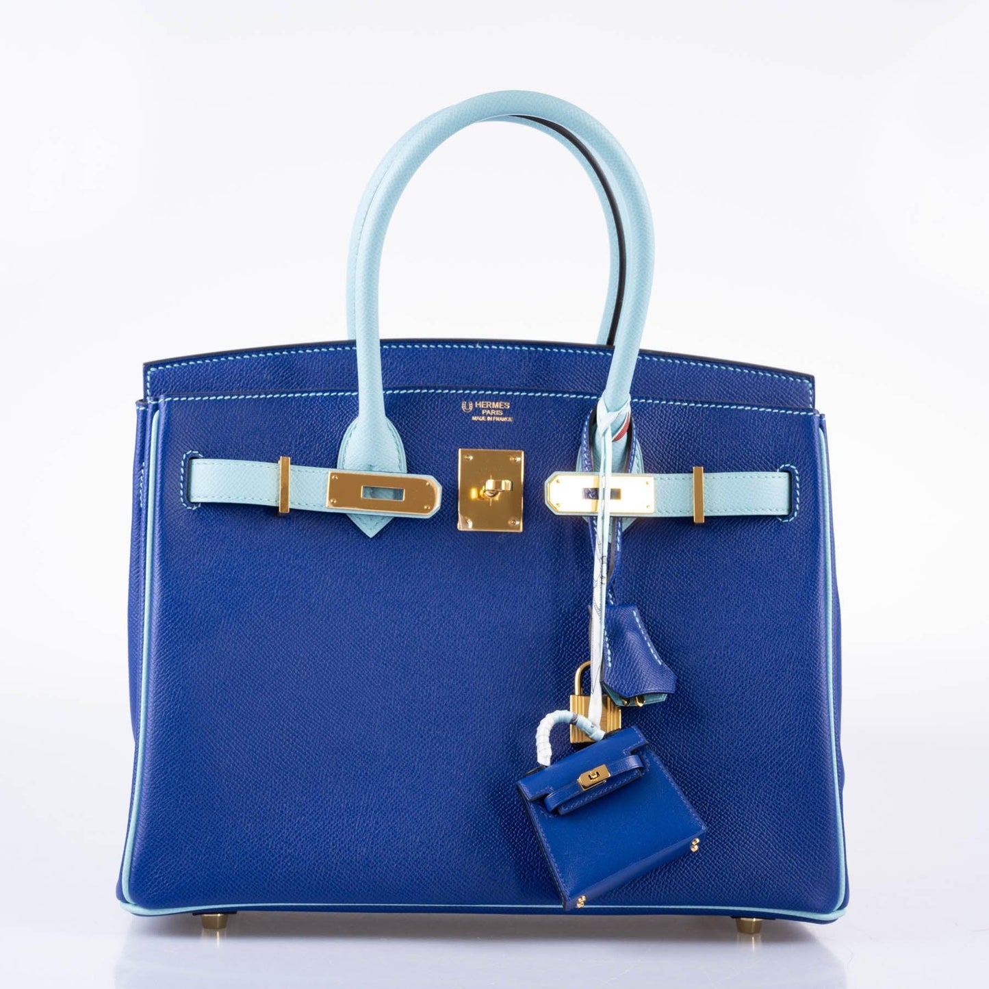 Hermès HSS Birkin 30 Blue Electric & Blue Atoll Epsom with Gold Hardware - 2015, T