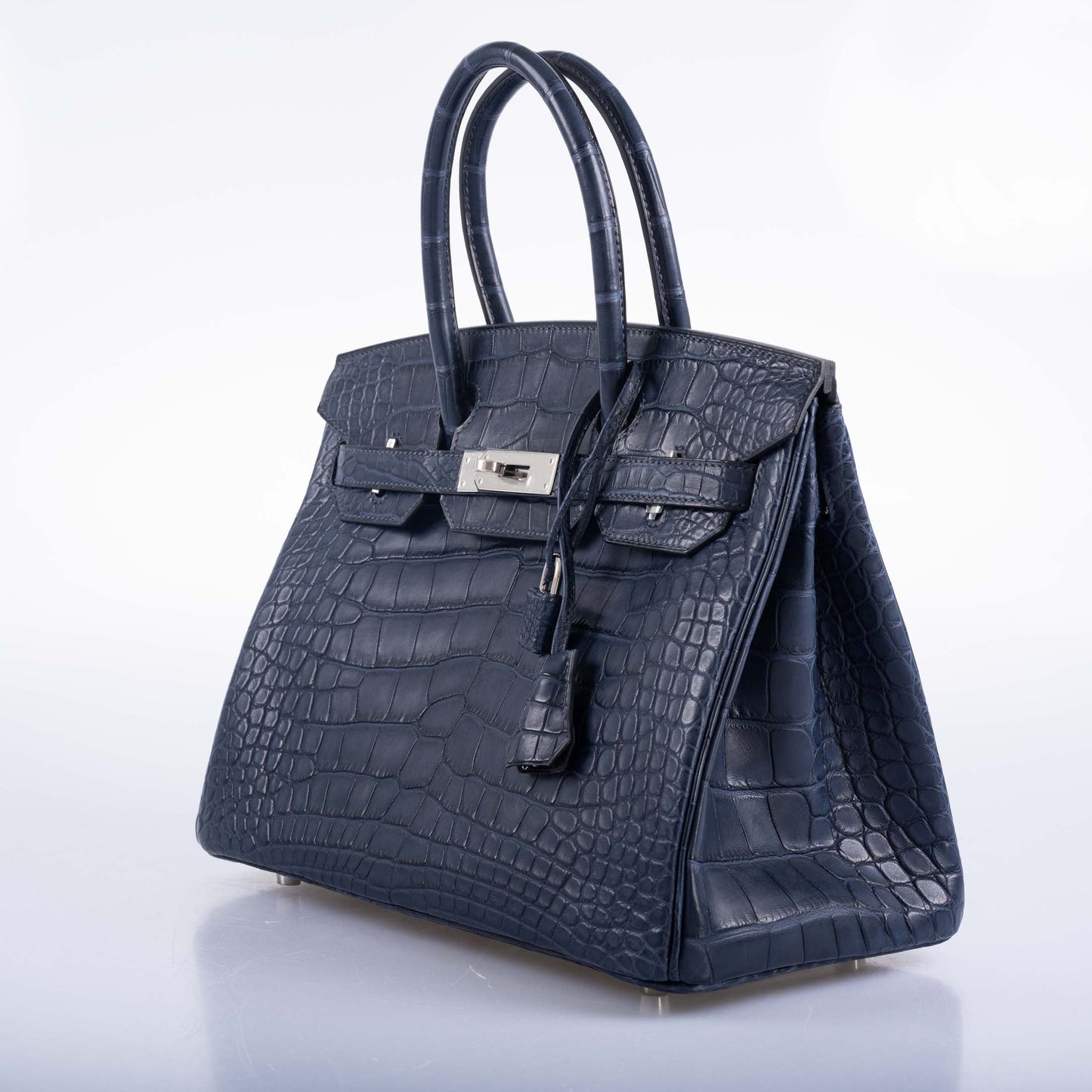 Hermès HSS Birkin 30 Blue Marine Matte Alligator & Cassis Interior with Palladium Hardware