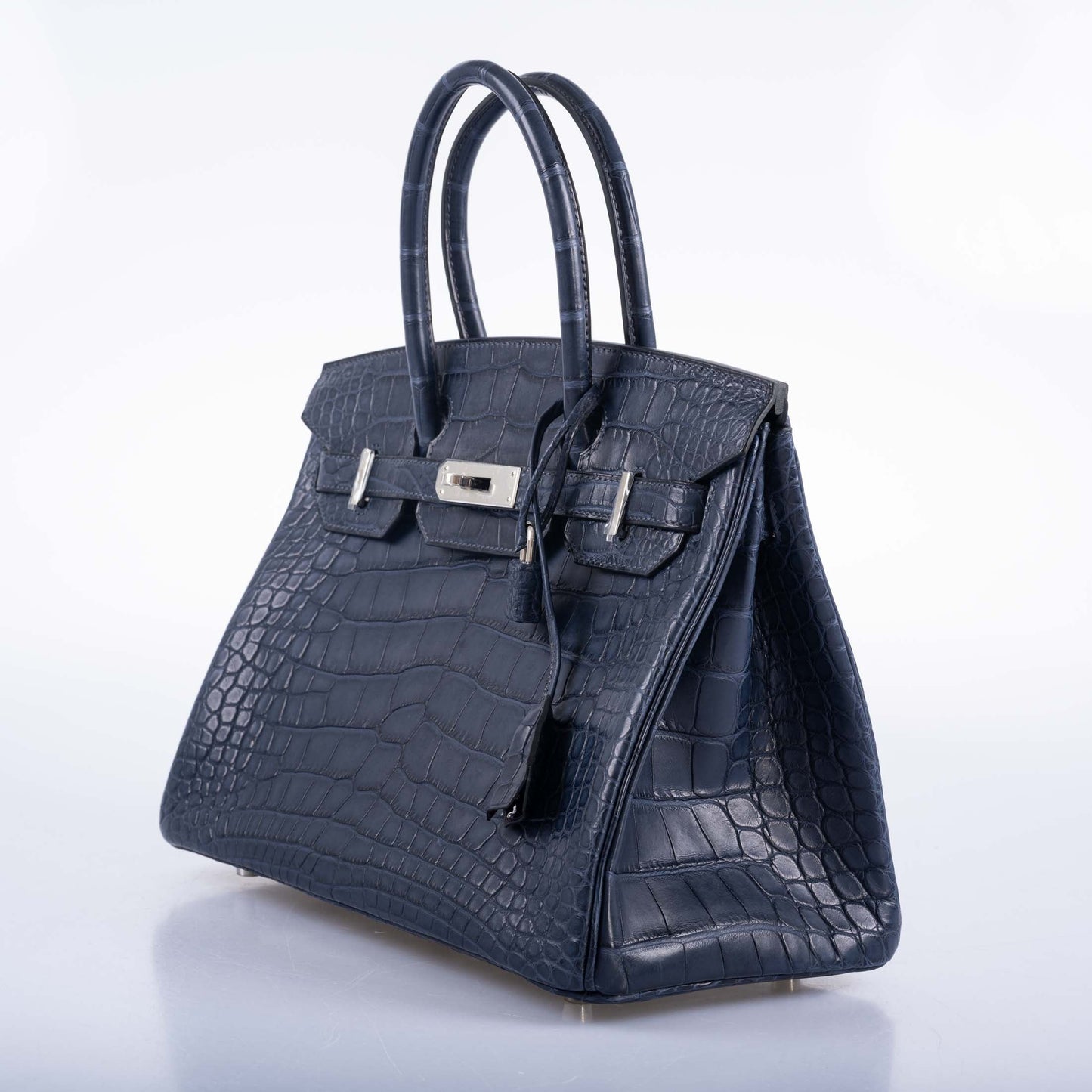 Hermès HSS Birkin 30 Blue Marine Matte Alligator & Cassis Interior with Palladium Hardware
