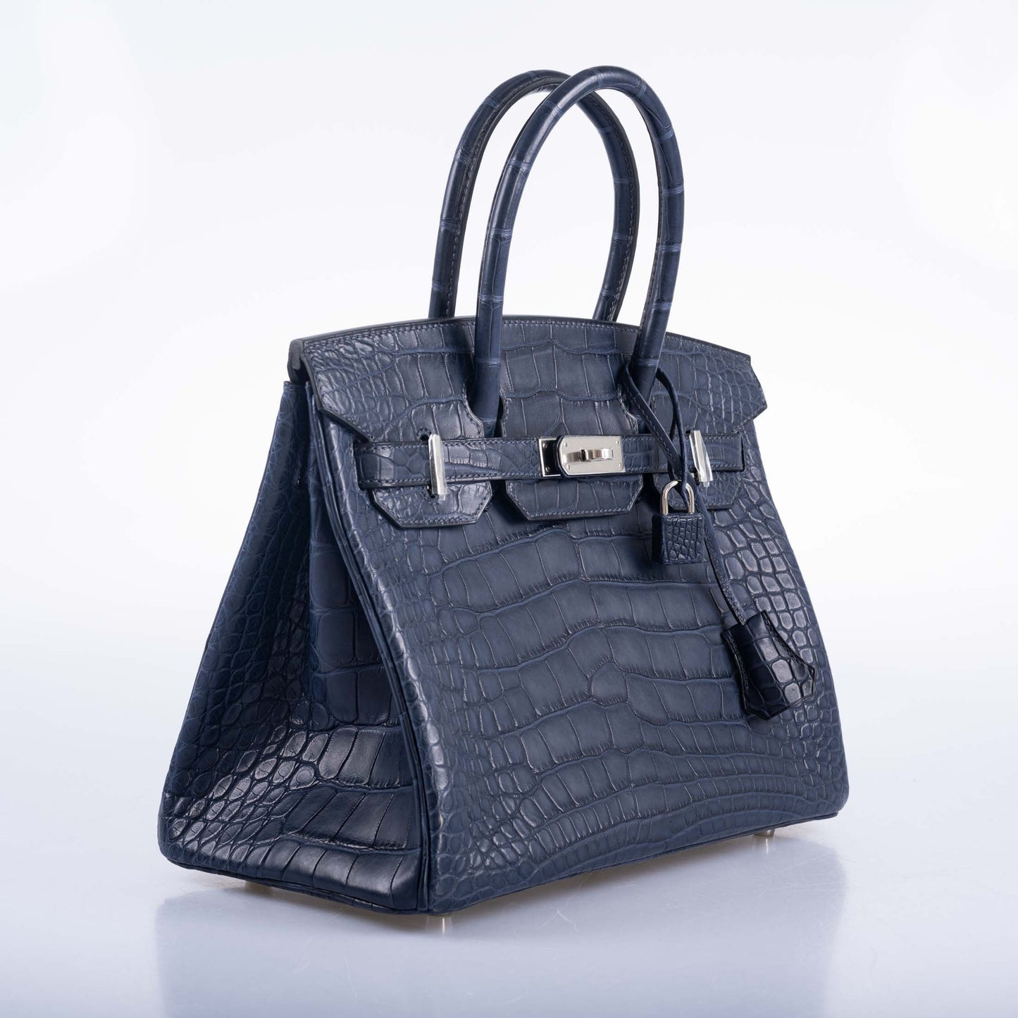 Hermès HSS Birkin 30 Blue Marine Matte Alligator & Cassis Interior with Palladium Hardware