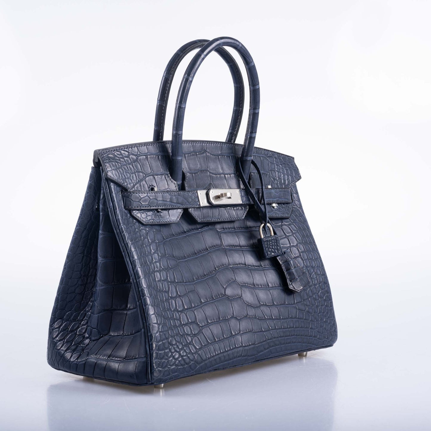 Hermès HSS Birkin 30 Blue Marine Matte Alligator & Cassis Interior with Palladium Hardware