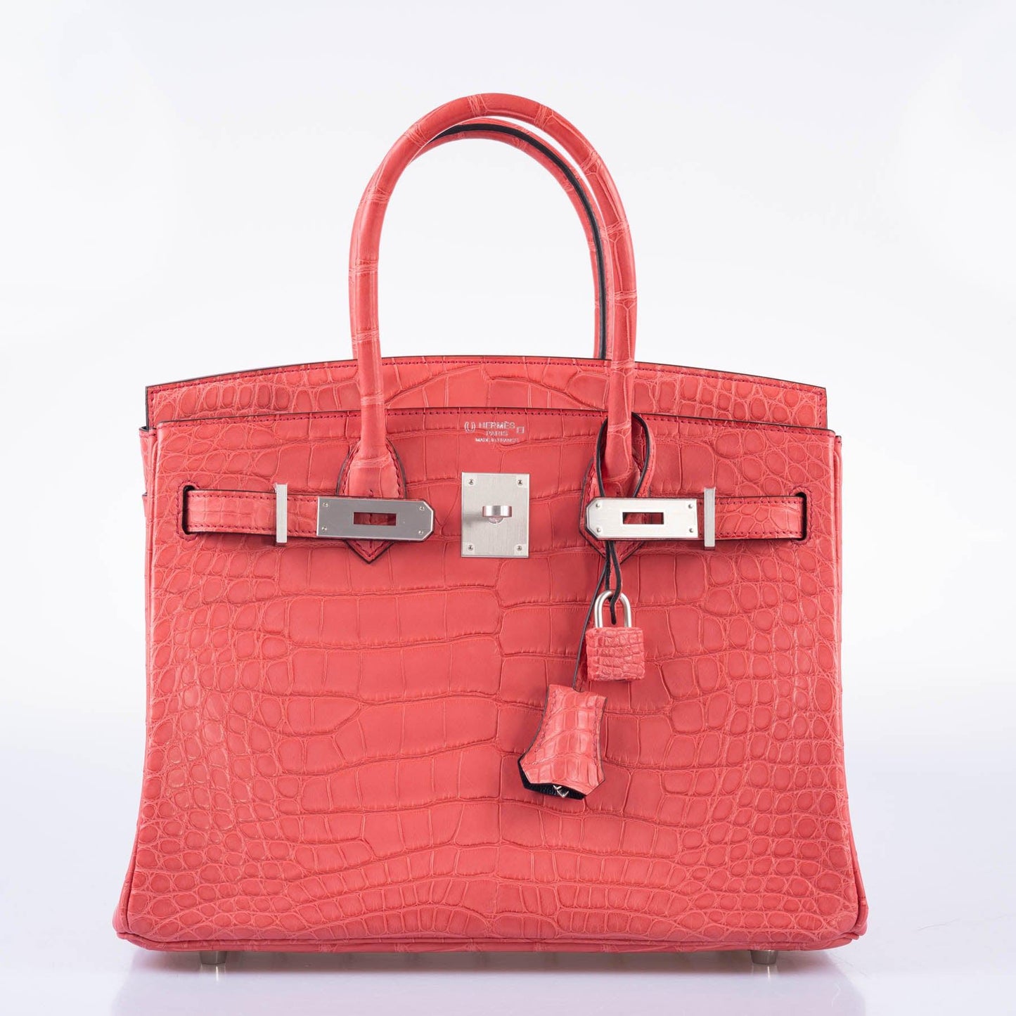 Hermès HSS Birkin 30 Bougenville Matte Alligator & Blue Marine Interior with Brushed Palladium Hardware