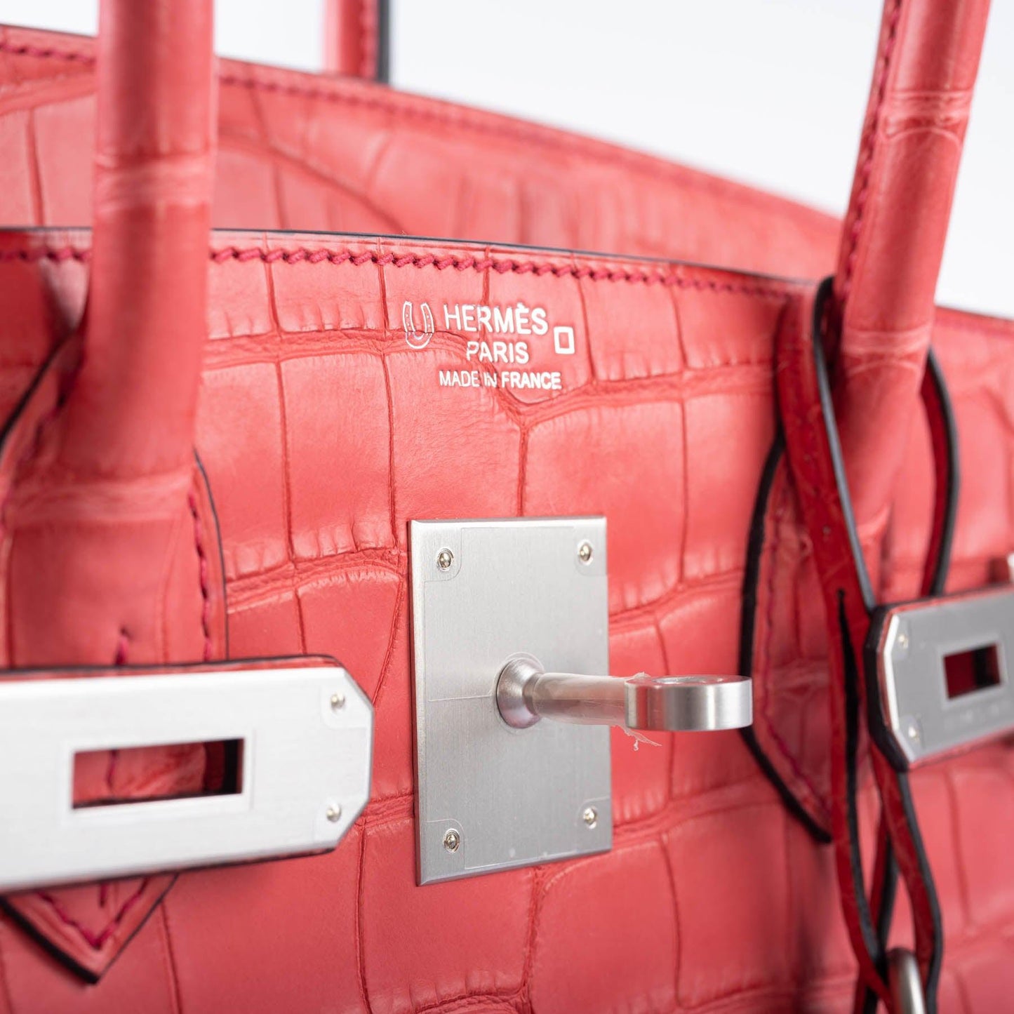 Hermès HSS Birkin 30 Bougenville Matte Alligator & Blue Marine Interior with Brushed Palladium Hardware