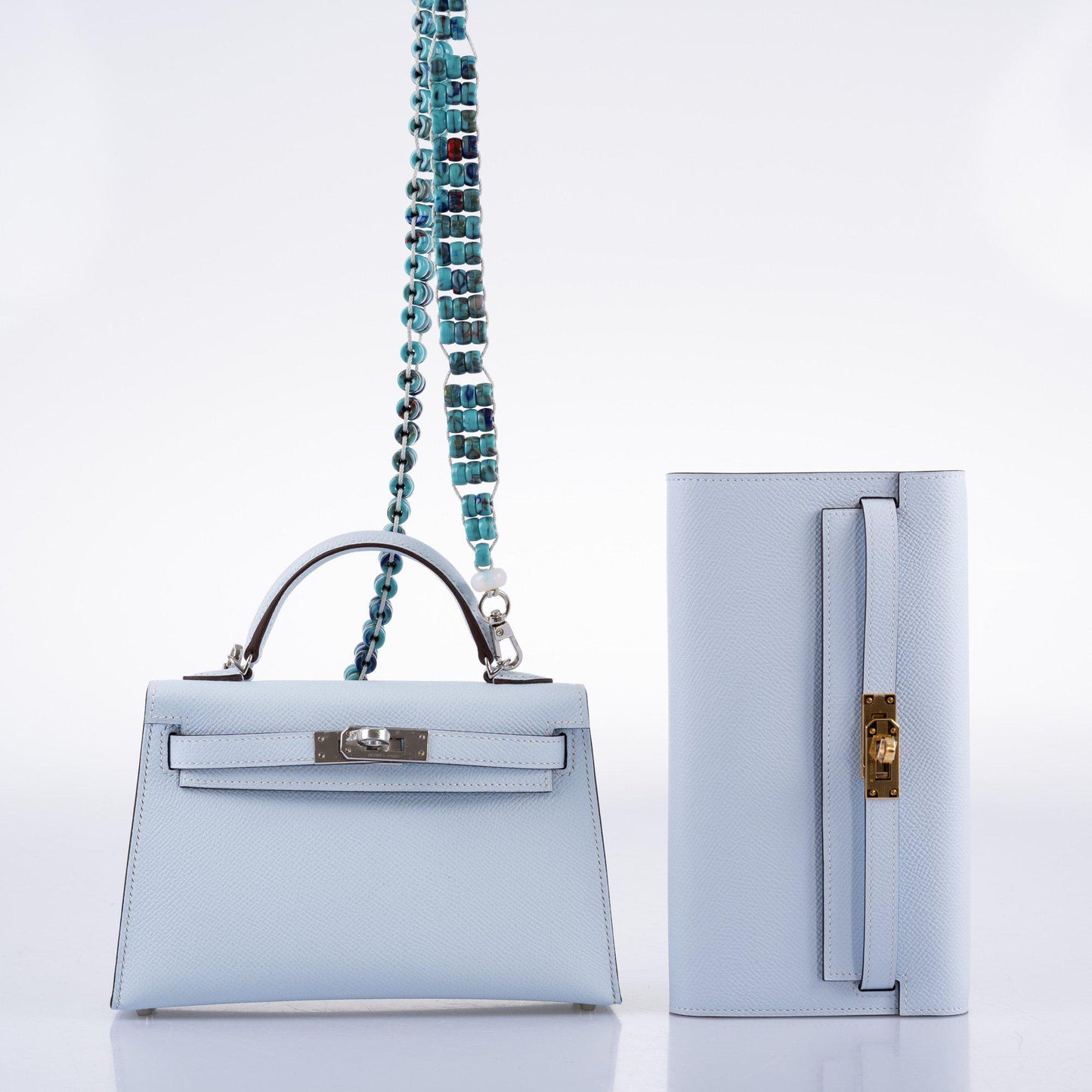 Hermès Kelly 20 Mini II Bleu Brume Hydra Epsom Palladium Hardware