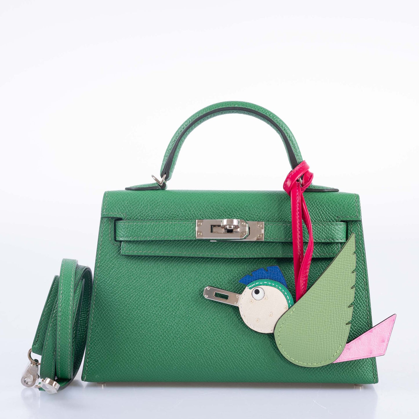 Hermès Kelly 20 Mini II Sellier Verso Cactus & Bleu Atoll Epsom Palladium Hardware
