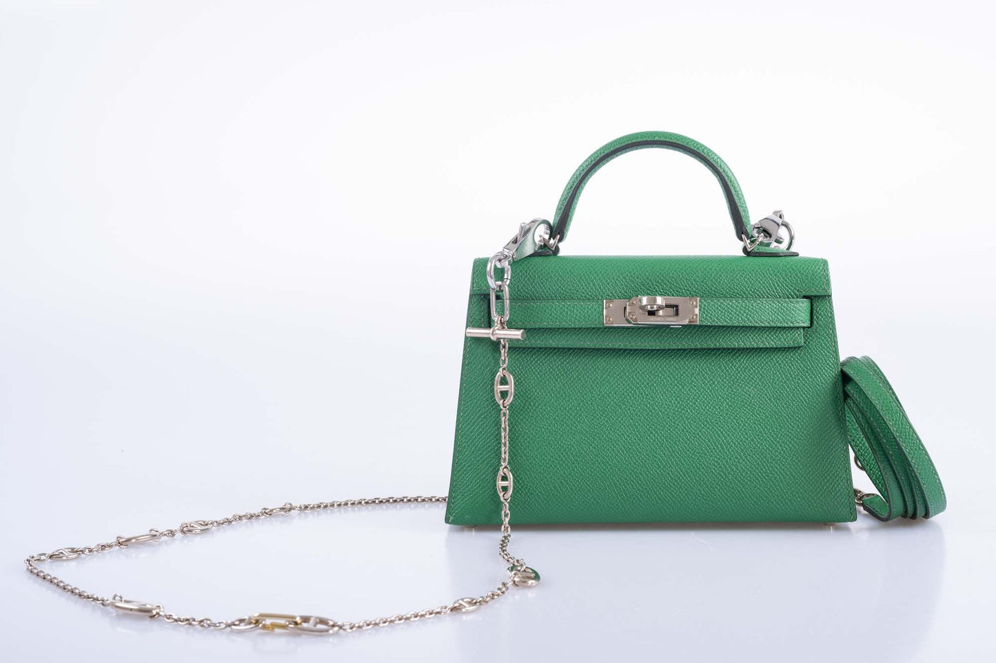 Hermès Kelly 20 Mini II Sellier Verso Cactus & Bleu Atoll Epsom Palladium Hardware