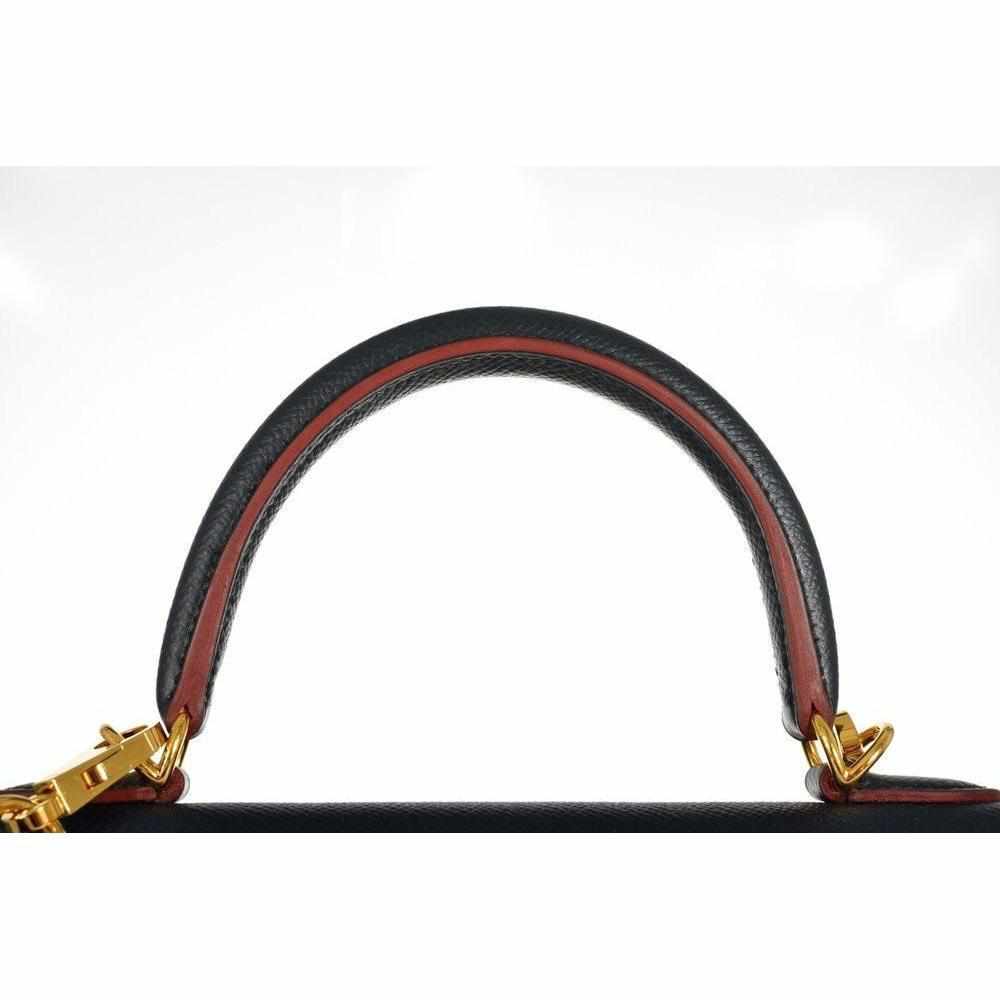 Hermès Kelly 25 Sellier Indigo and Rouge H Contour and Gold Epsom Gold Hardware