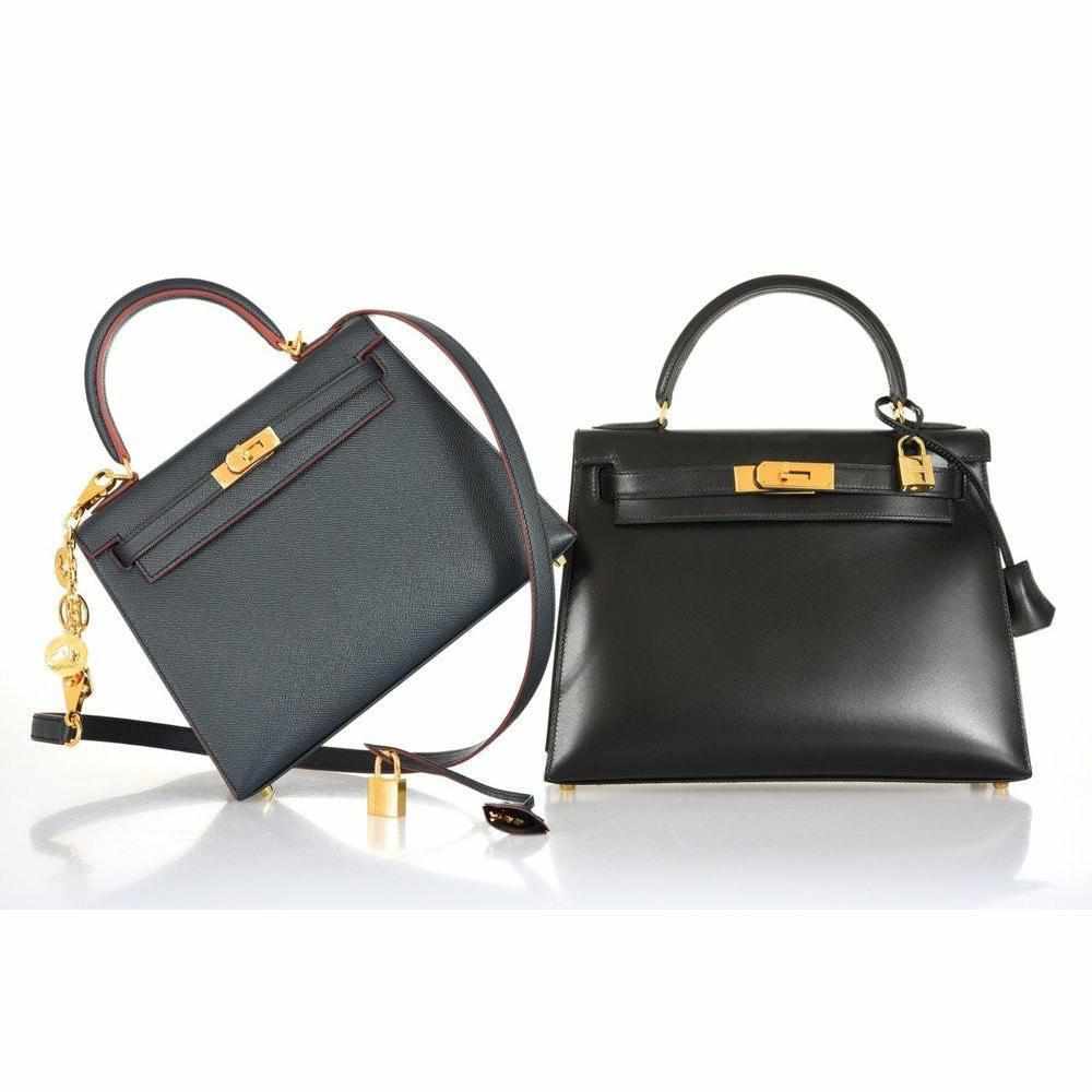 Hermès Kelly 25 Sellier Indigo and Rouge H Contour and Gold Epsom Gold Hardware