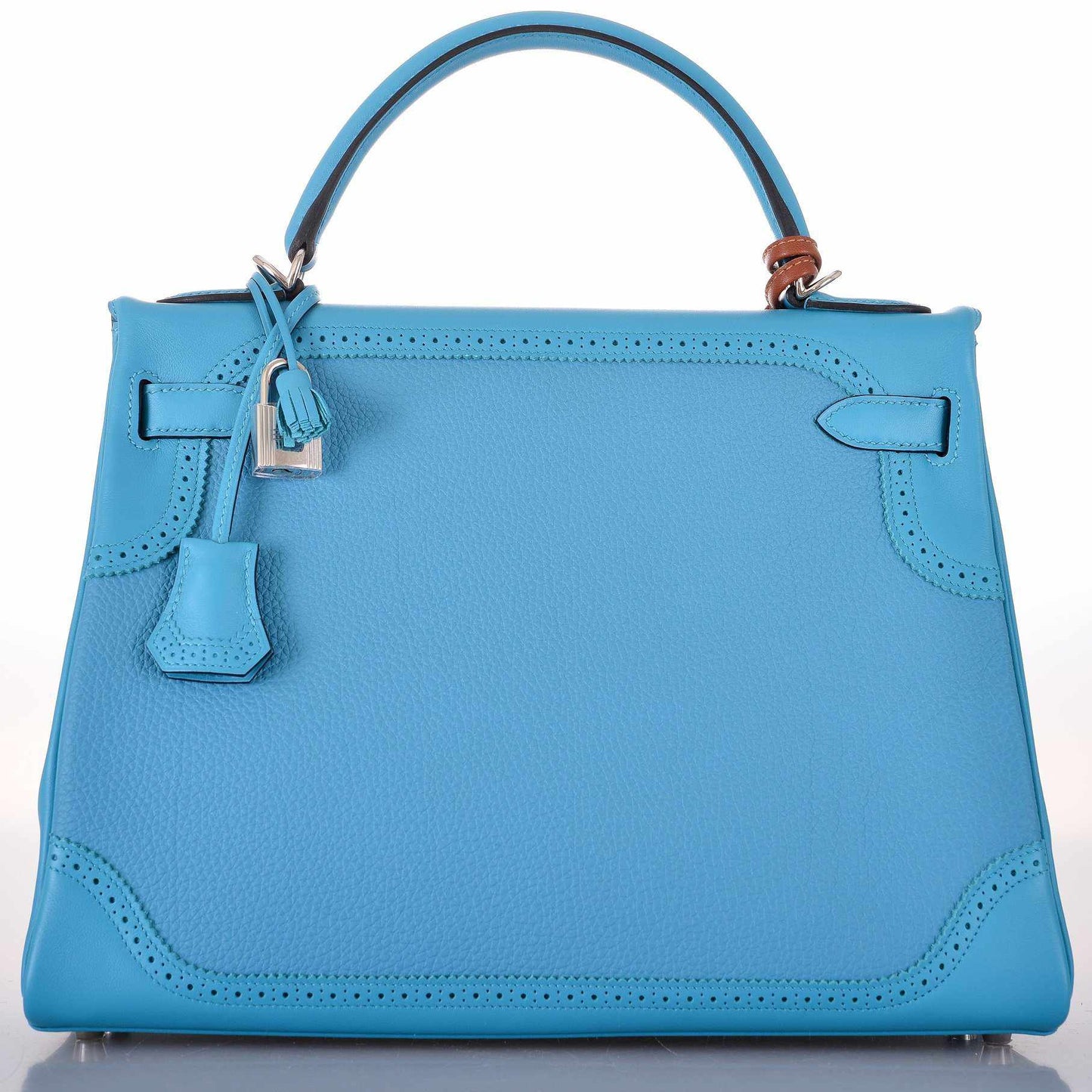 Hermès Kelly 32 Ghillies Clemence Swift Turquoise Mix Palladium Hardware