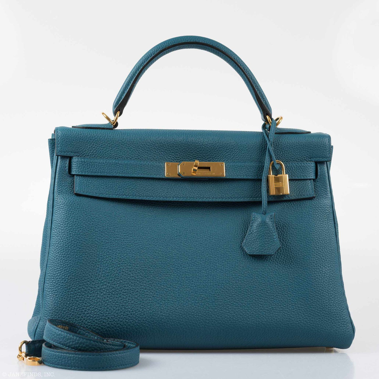 Hermès Kelly 32 Retourne Blue Cobalt Togo Gold Hardware