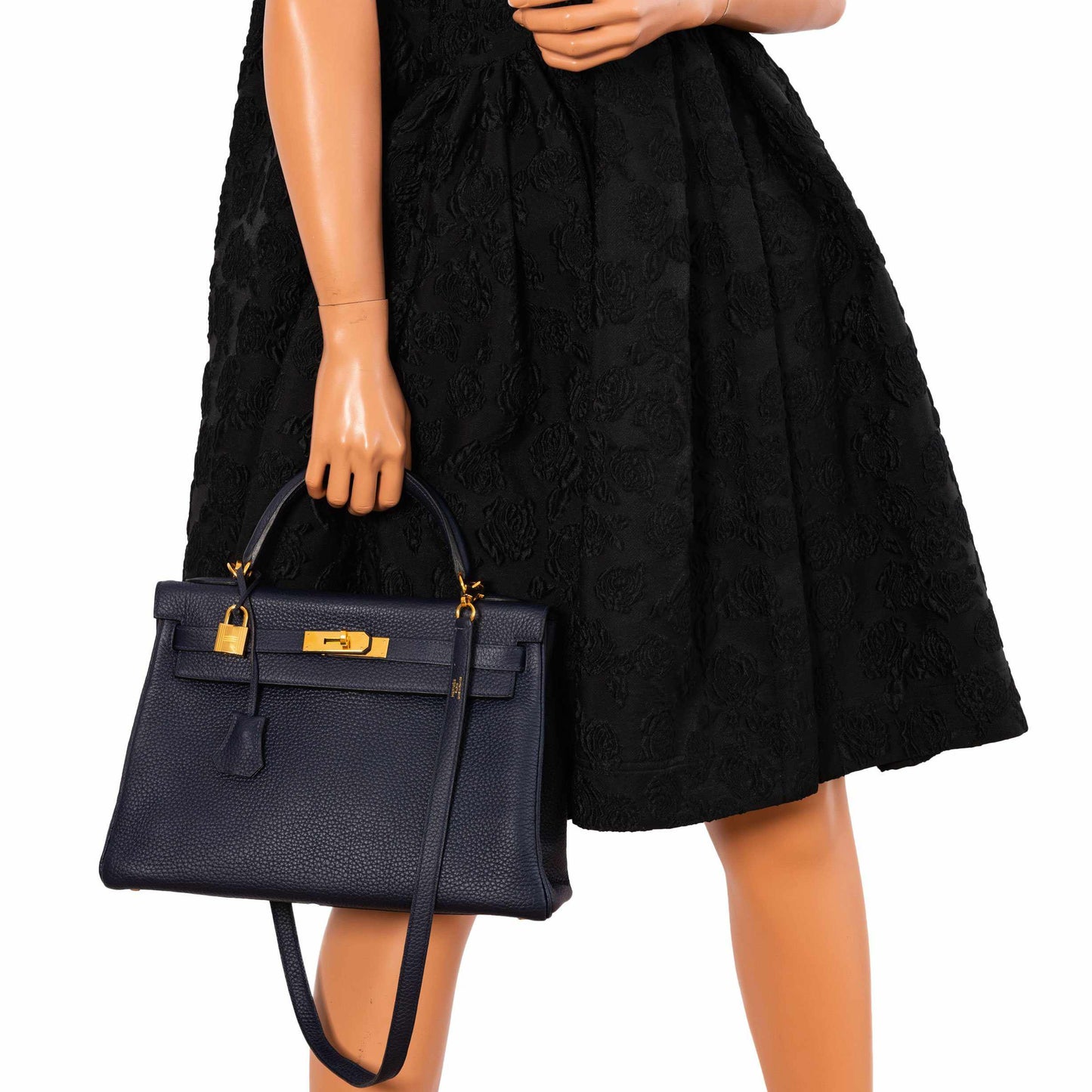 Hermès Kelly 32 Retourne Blue Indigo Togo Gold Hardware