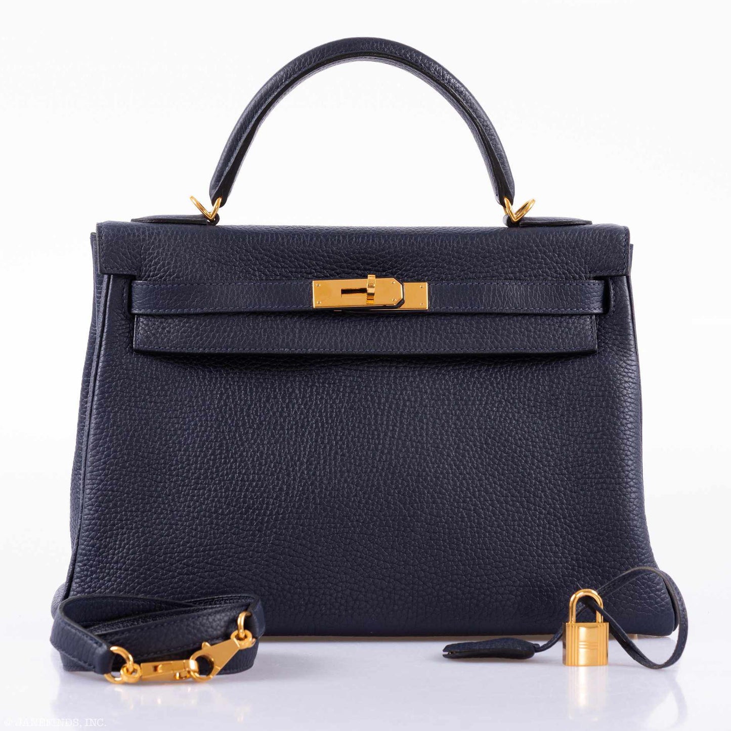 Hermès Kelly 32 Retourne Blue Indigo Togo Gold Hardware