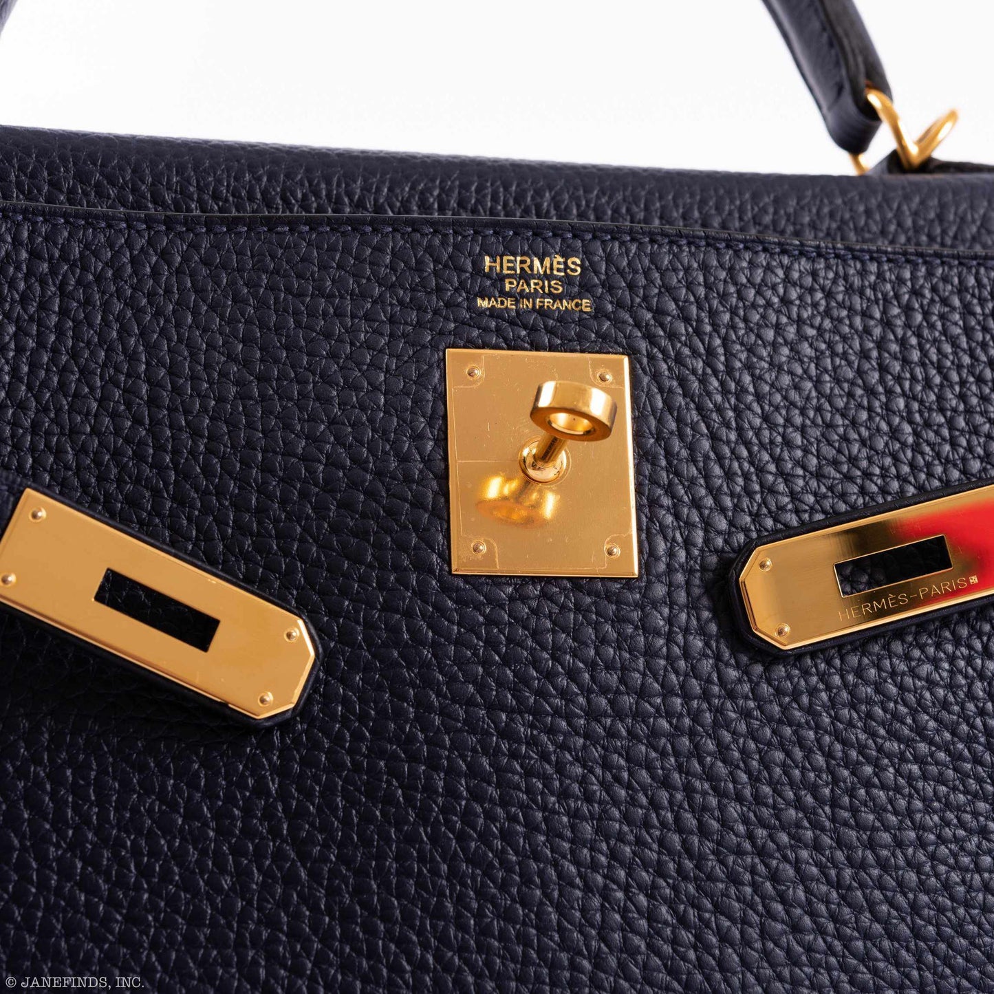 Hermès Kelly 32 Retourne Blue Indigo Togo Gold Hardware