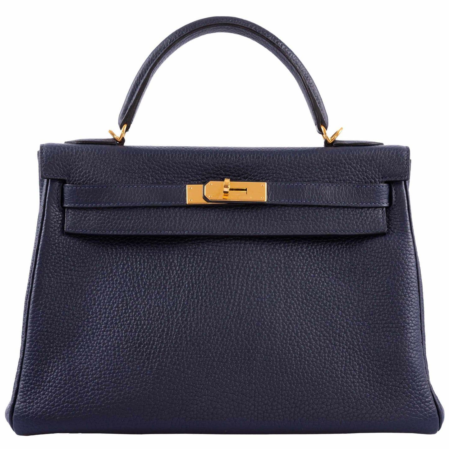 Hermès Kelly 32 Retourne Blue Indigo Togo Gold Hardware