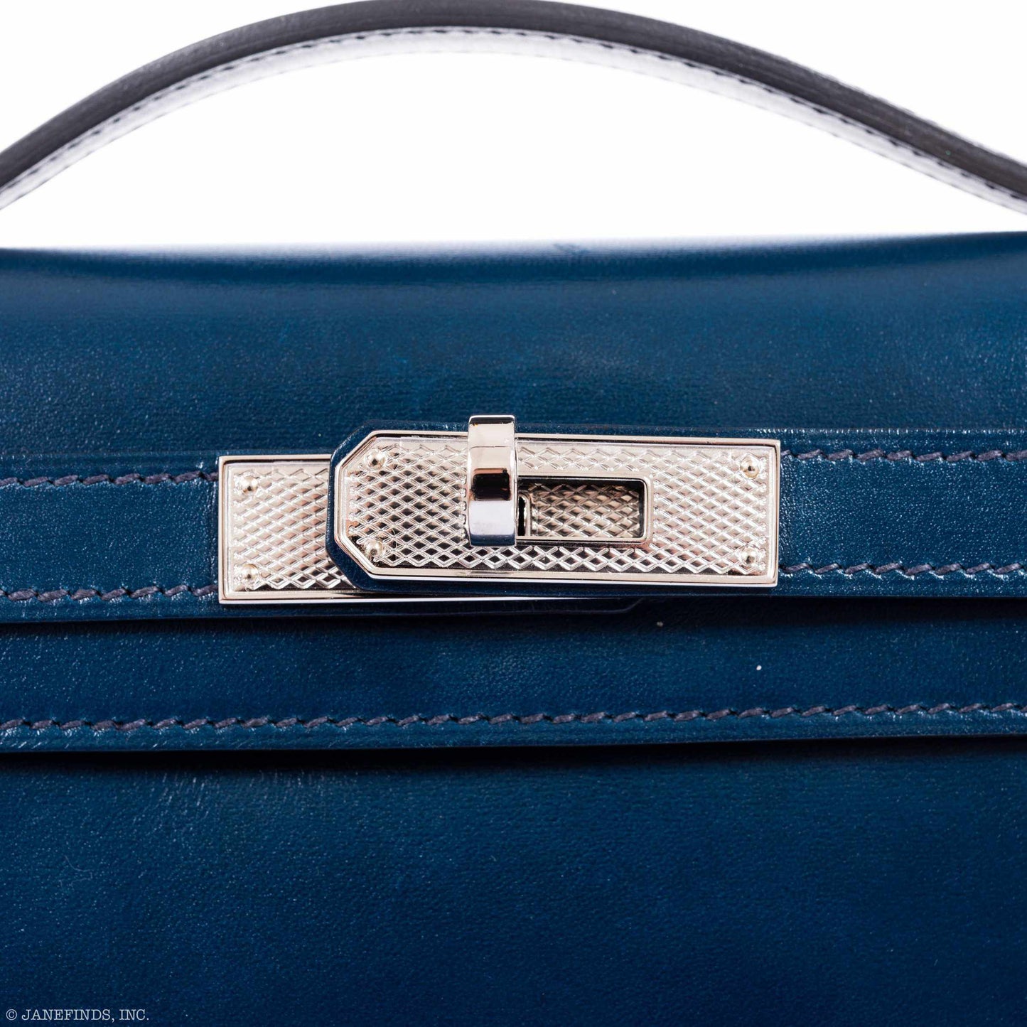 Hermès Kelly Cut Clutch Bleu de Prusse Box Palladium Guilloche Hardware