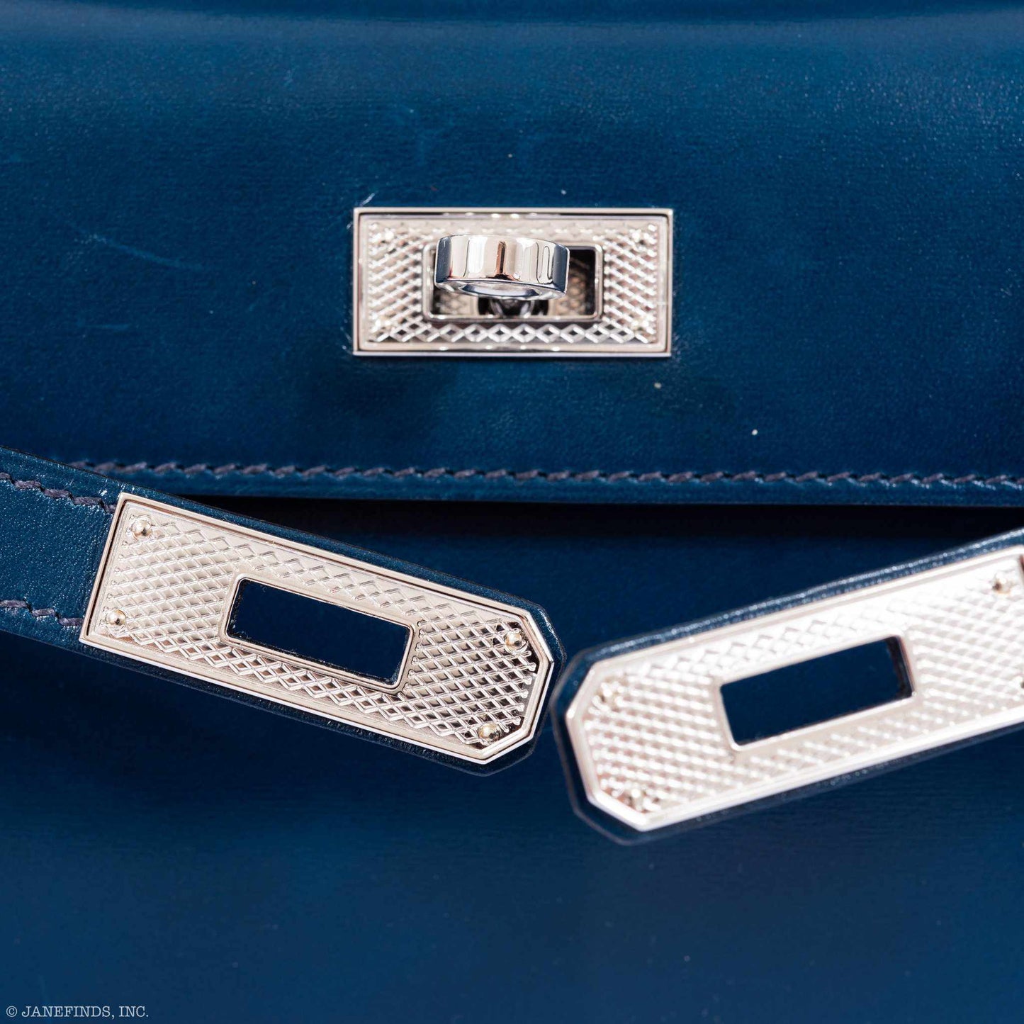 Hermès Kelly Cut Clutch Bleu de Prusse Box Palladium Guilloche Hardware