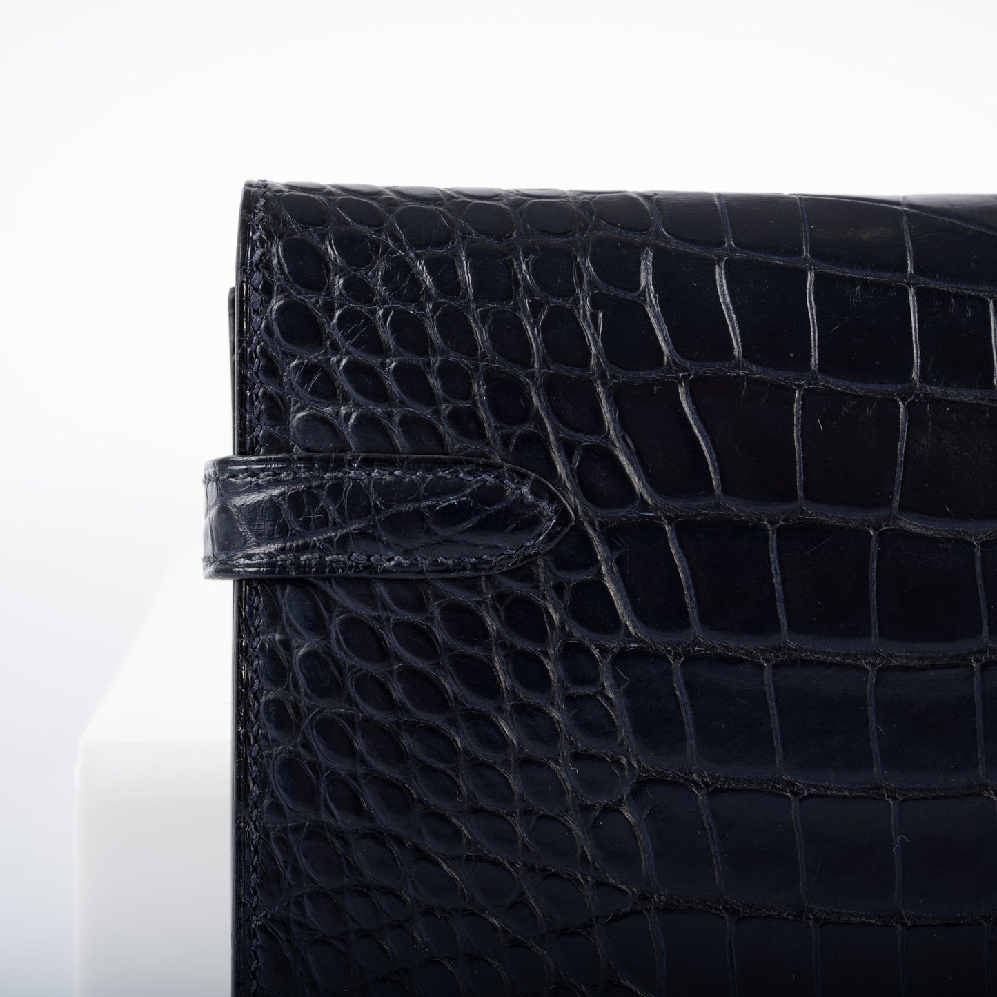 Hermès Kelly Longue Wallet Blue Marine Matte Alligator with Palladium Hardware