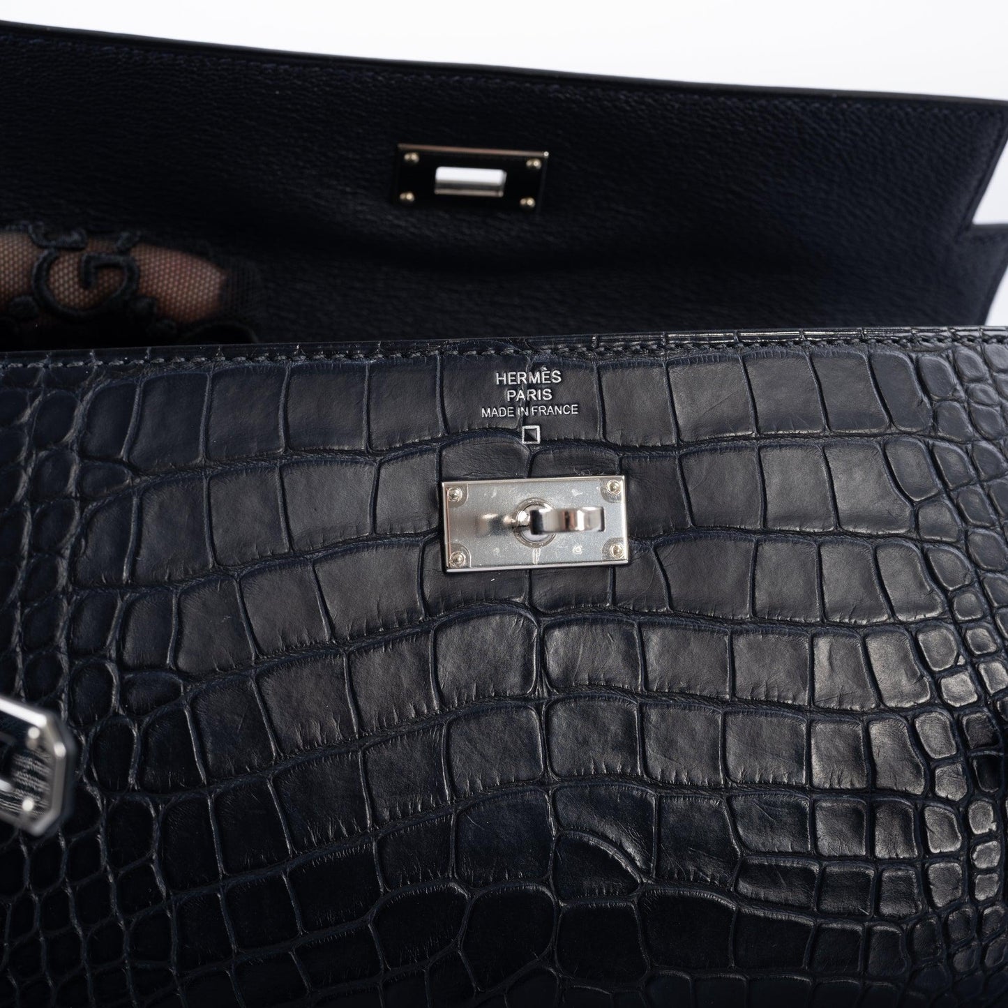 Hermès Kelly Longue Wallet Blue Marine Matte Alligator with Palladium Hardware