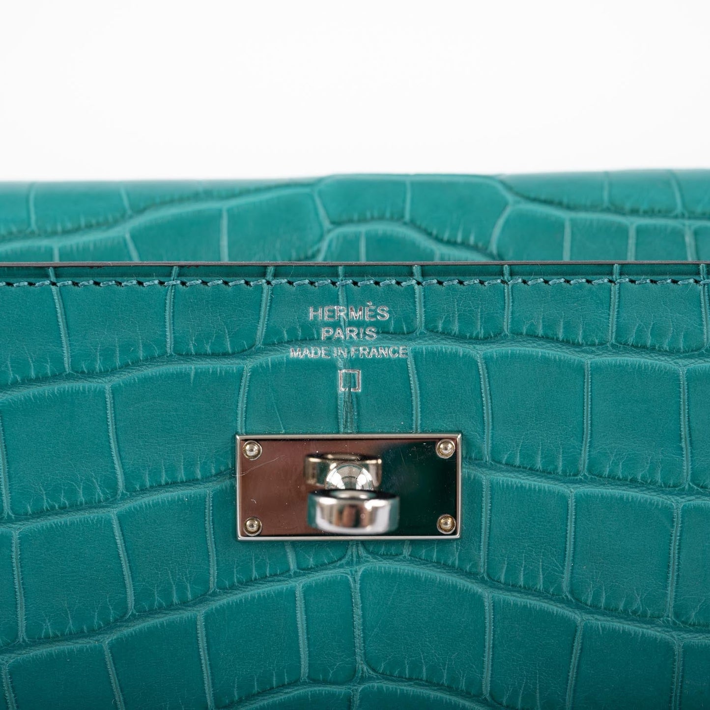 Hermès Kelly Longue Wallet Blue Paon Matte Alligator with Palladium Hardware