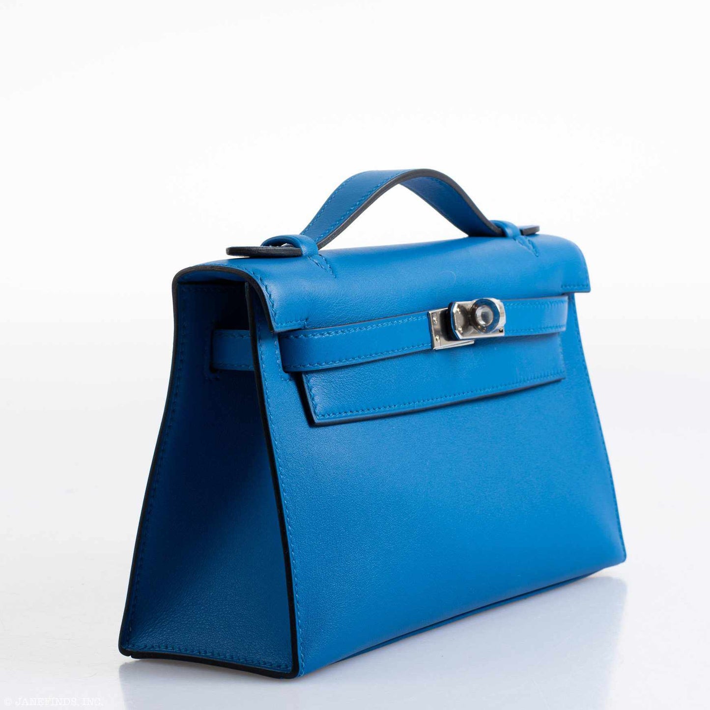 Hermès Kelly Mini Pochette Bleu Zellige Swift Palladium Hardware