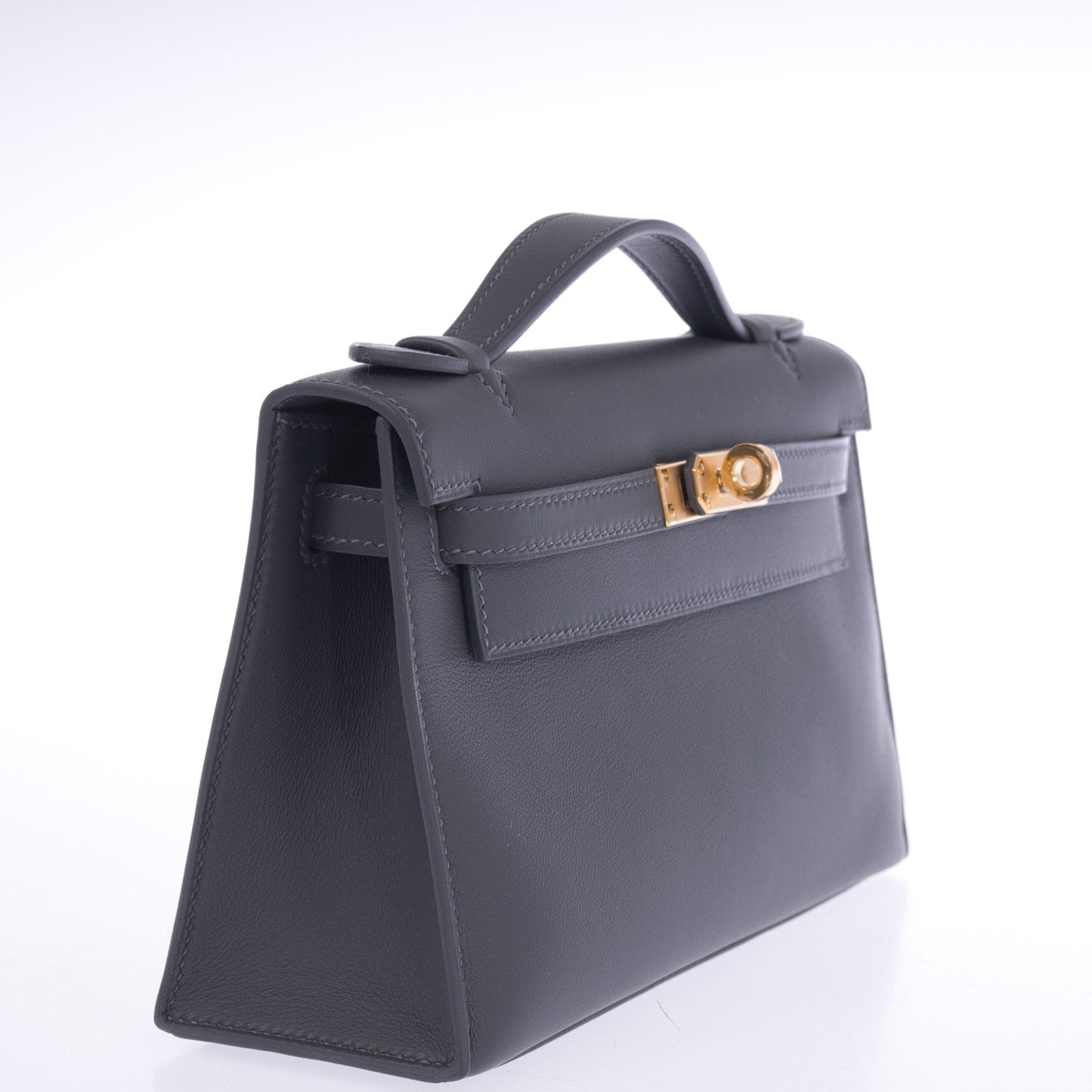 Hermès Kelly Pochette Ardoise Swift Gold Hardware