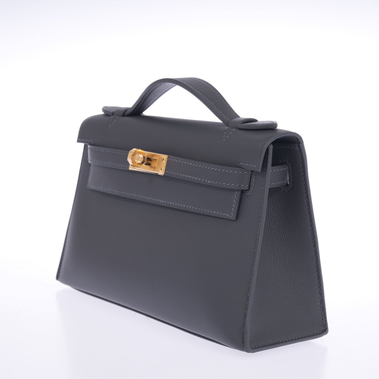 Hermès Kelly Pochette Ardoise Swift Gold Hardware