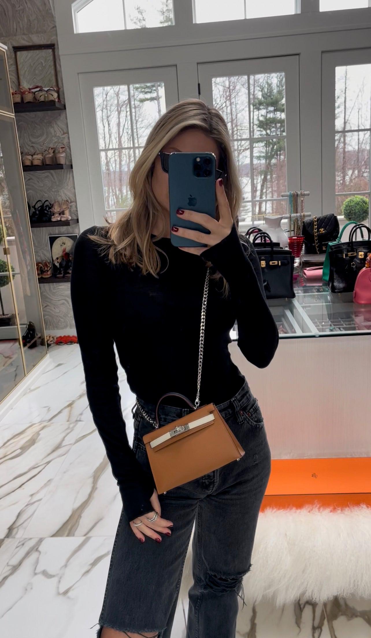 Hermès Mini Kelly 20 Tricolor Gold, Nata, and Black Epsom Palladium Hardware