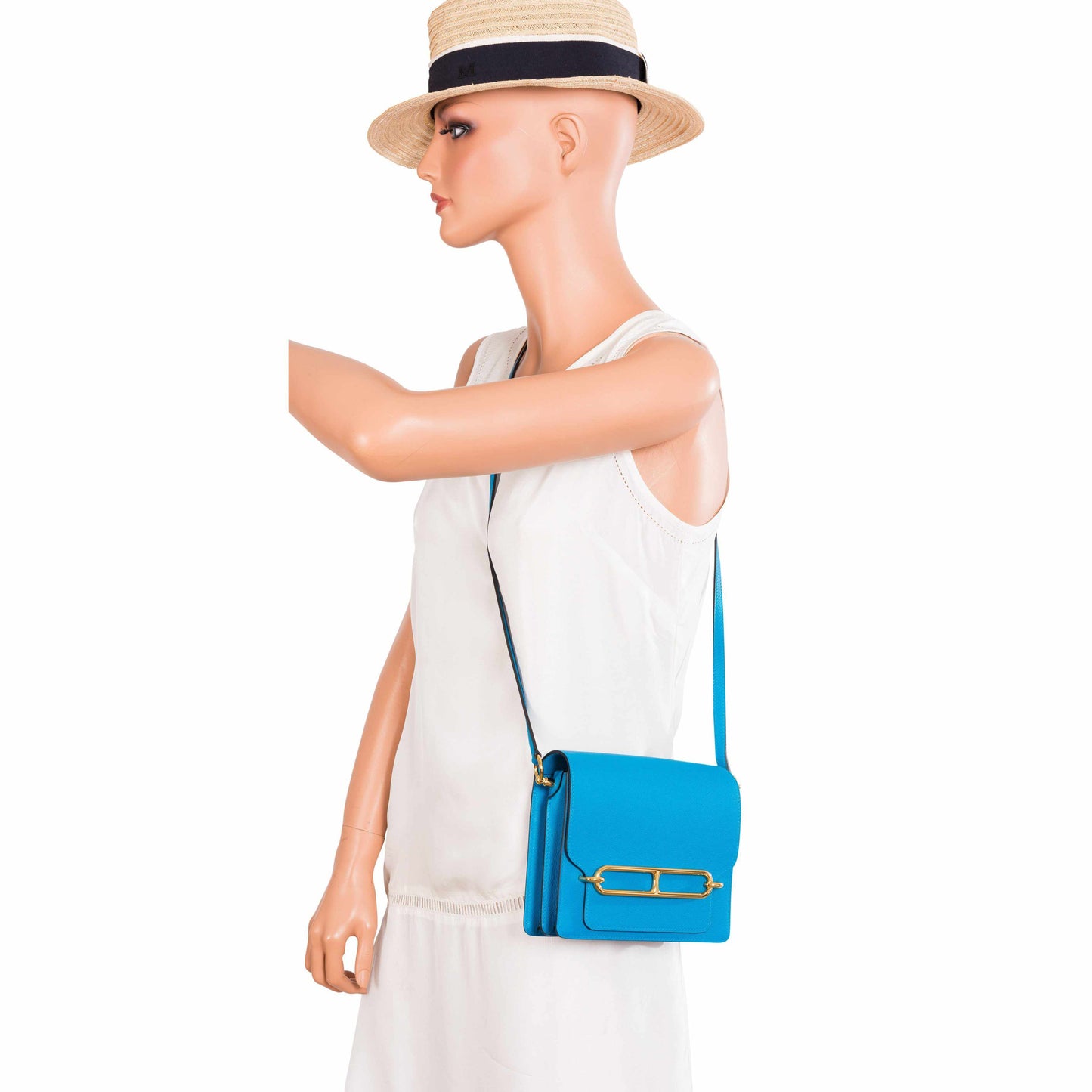 Hermès Roulis Mini Blue Zanzibar Gold Hardware