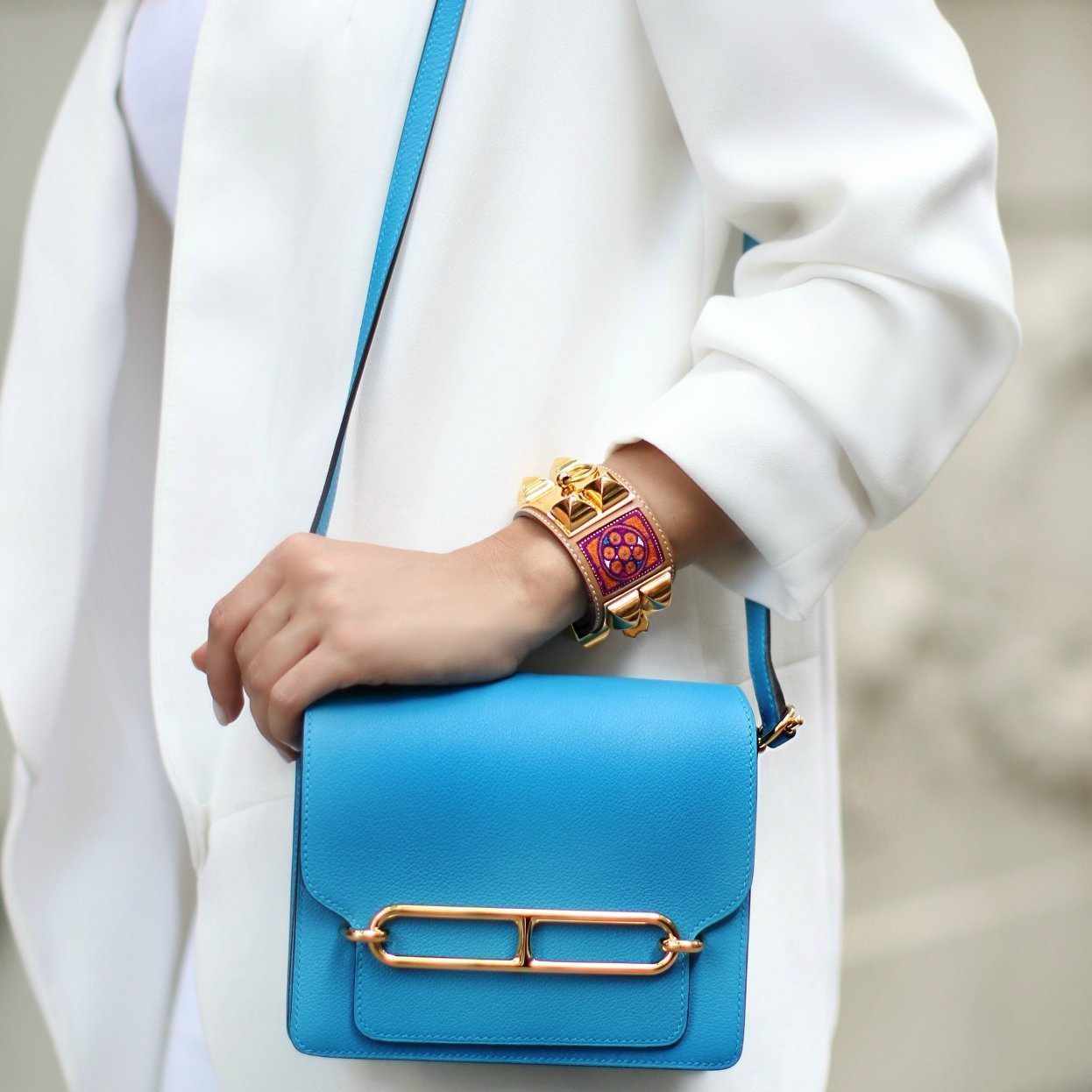 Hermès Roulis Mini Blue Zanzibar Gold Hardware