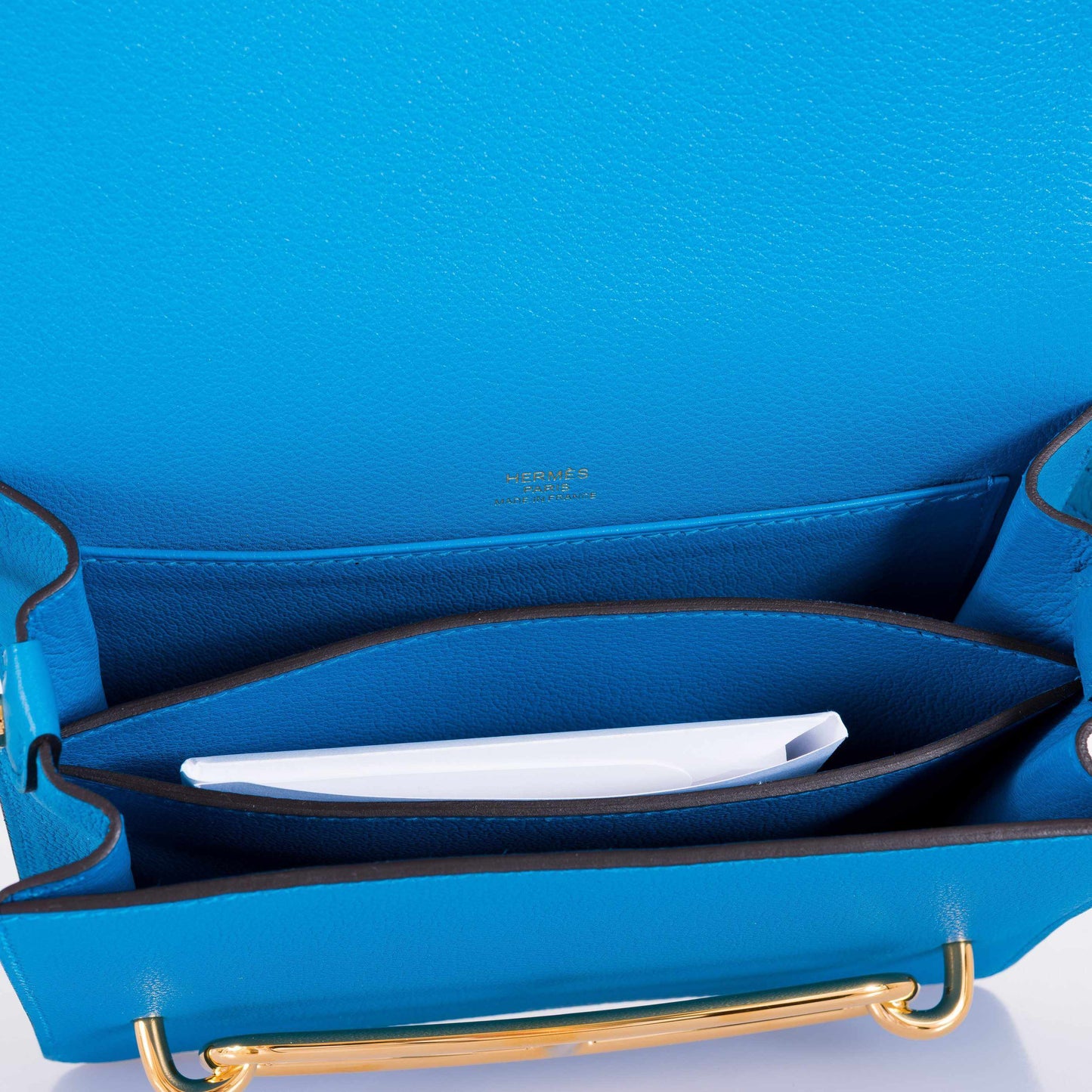 Hermès Roulis Mini Evercolor Blue Zanzibar Gold Hardware
