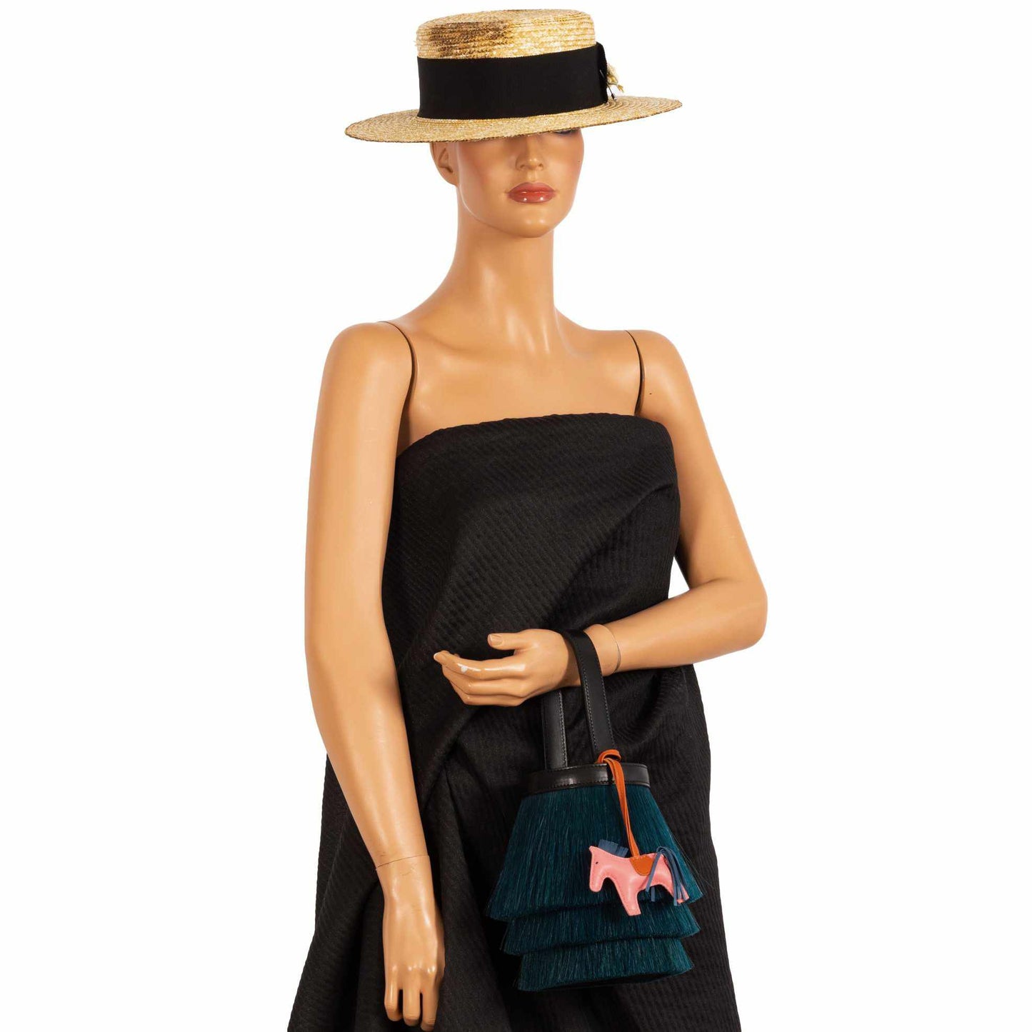 Hermès Toupet Bag Mini Fringed Bucket Horse Hair Vert Fonce Evercalf Noir