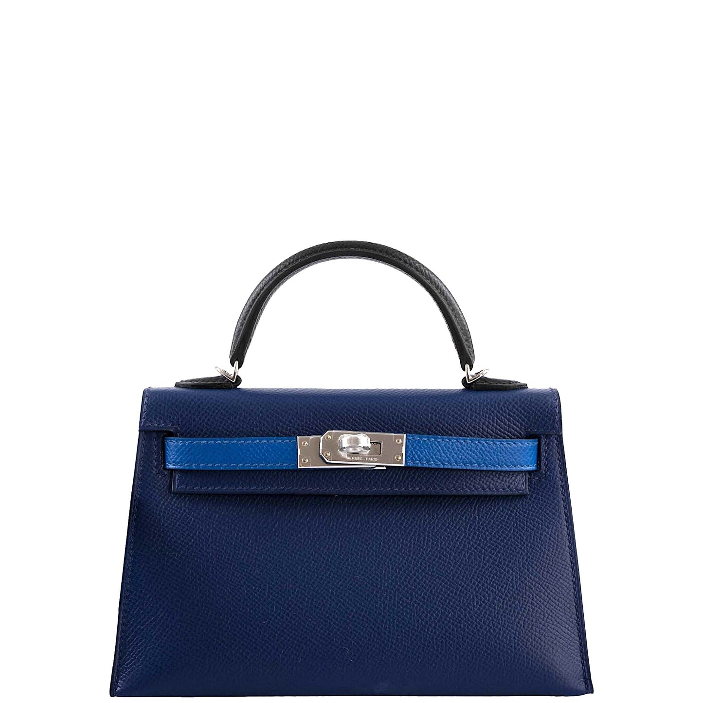 Hermès Tricolor Mini Kelly 20 Bleu Saphir, France, and Black Epsom Palladium Hardware
