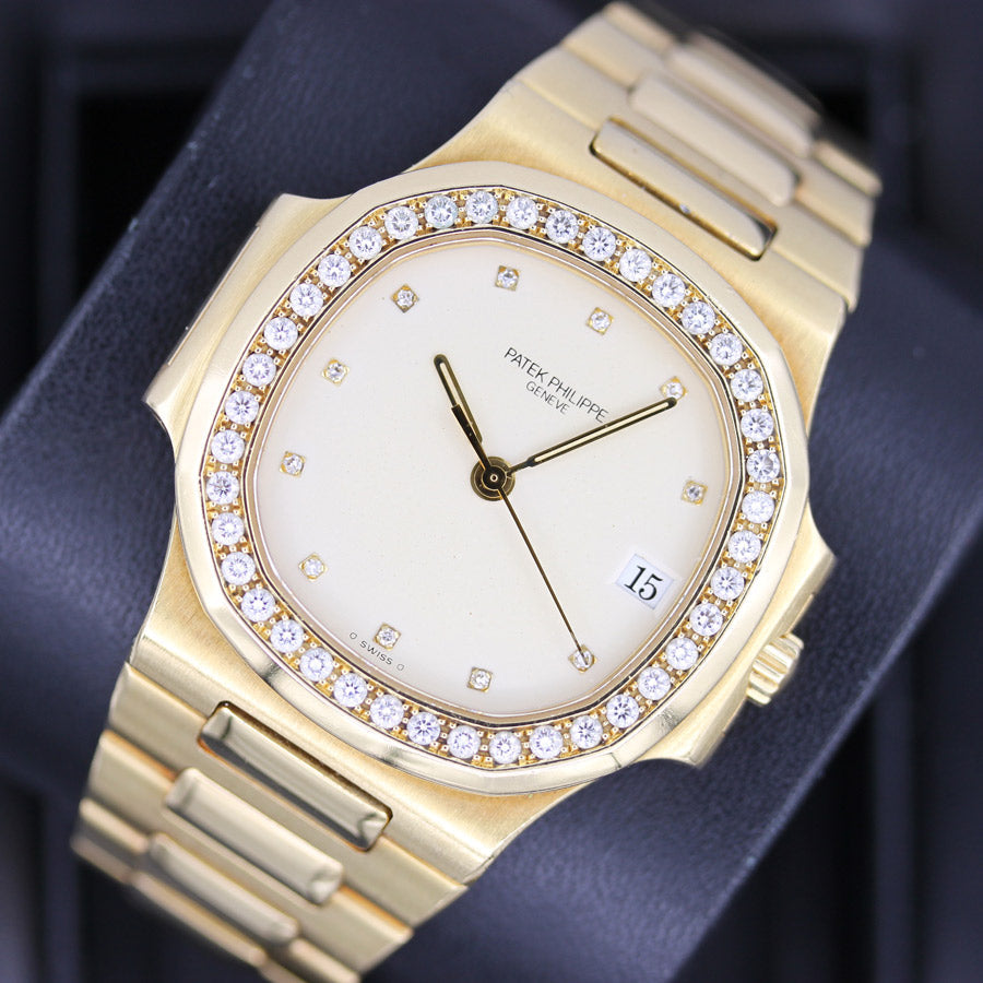 Patek Philippe Nautilus 3800J/003 Factory Diamond Set Dial / Bezel 37mm Cream Dial Pre-Owned