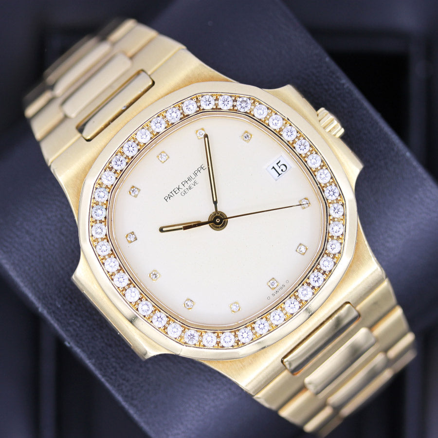 Patek Philippe Nautilus 3800J/003 Factory Diamond Set Dial / Bezel 37mm Cream Dial Pre-Owned