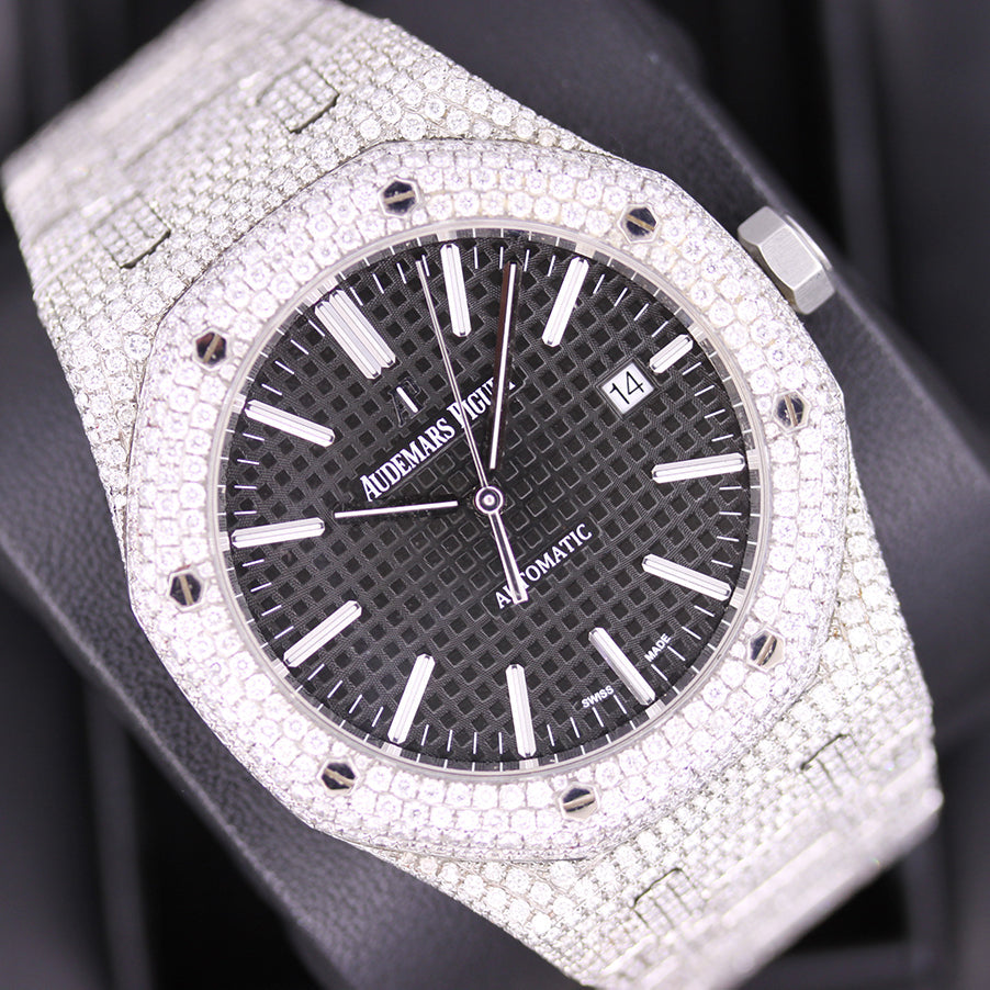 Audemars Piguet Royal Oak 41mm 15400ST Black Dial Custom Diamond Setting Pre-Owned